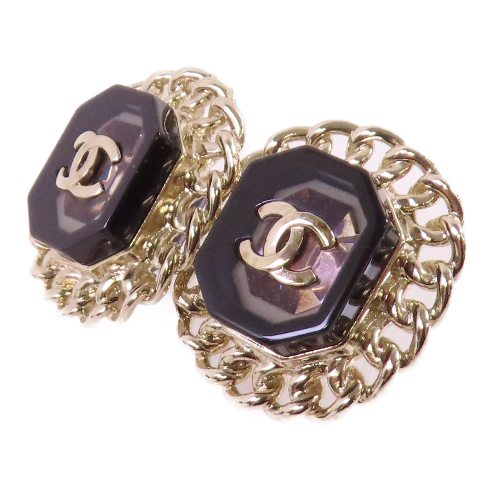 CHANEL 金屬/PVC CC Earring金扣耳環