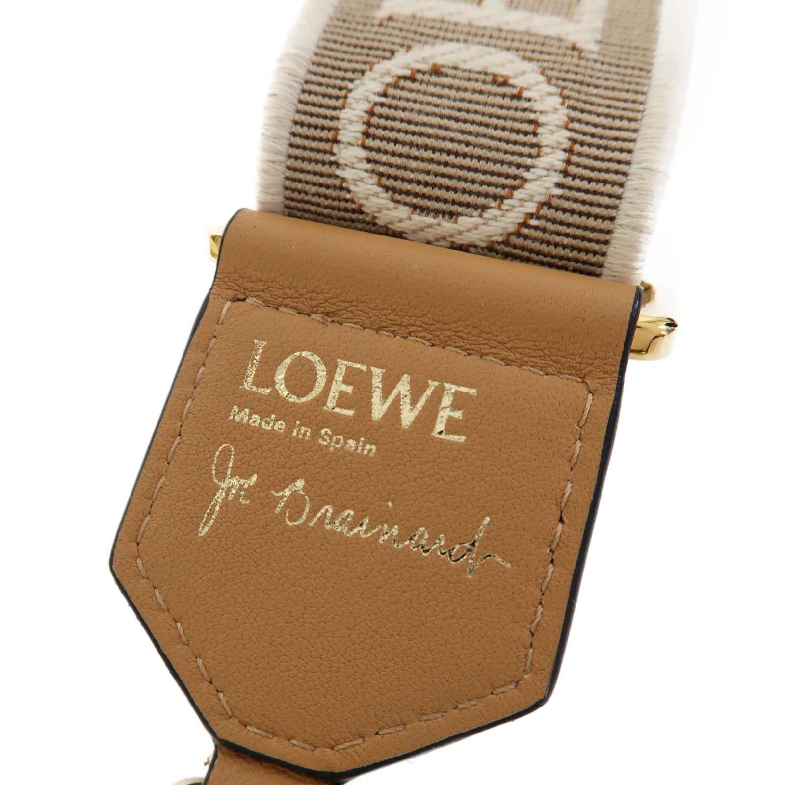 LOEWE 帆布Strap金扣肩背帶米色