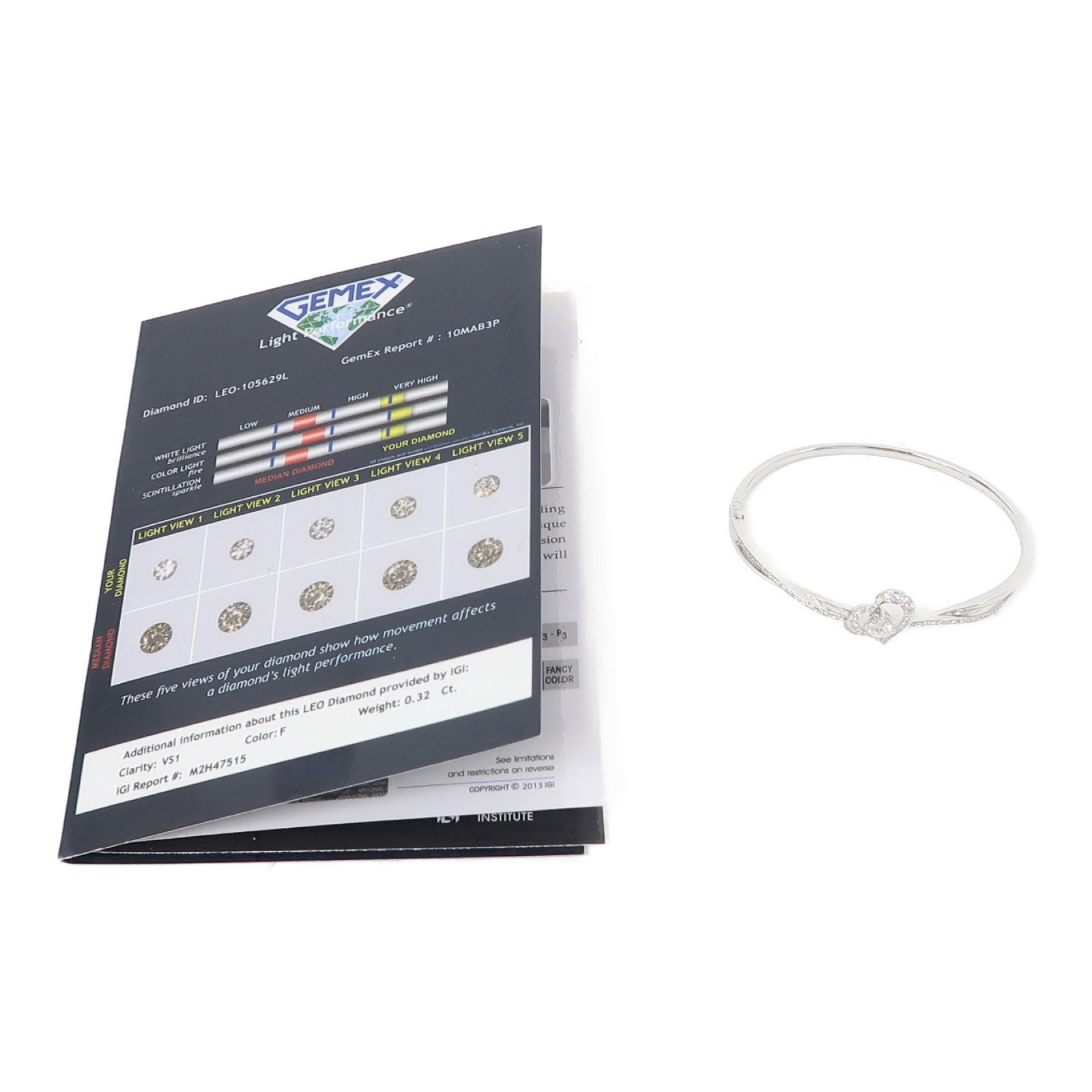 JEWELRY 18K白金Diamond 11.60g 0.52ct鑽石/0.32ct鑽石手鐲