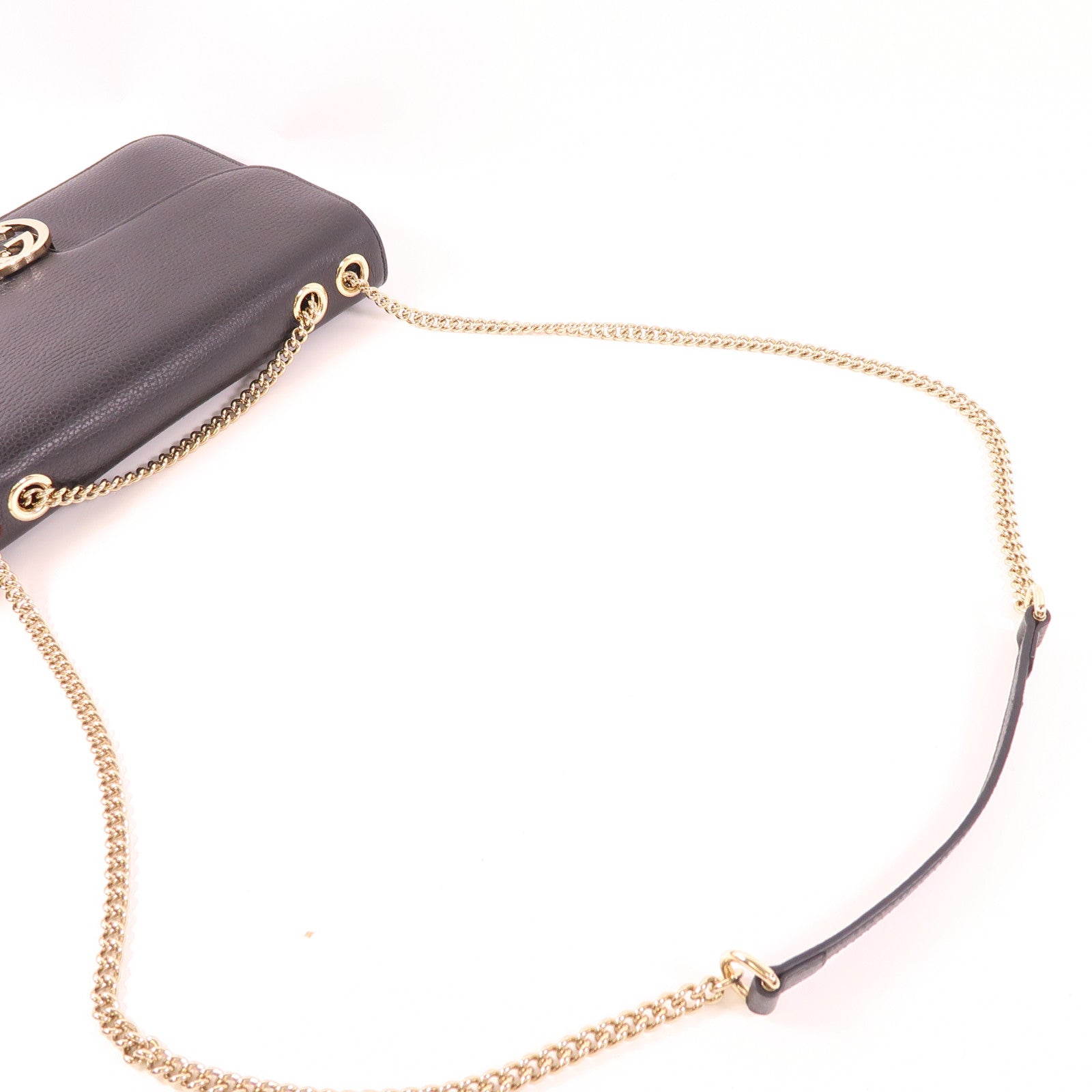 GUCCI 【激減優惠】牛皮皮革Chain Shoulder金扣鏈帶肩背袋