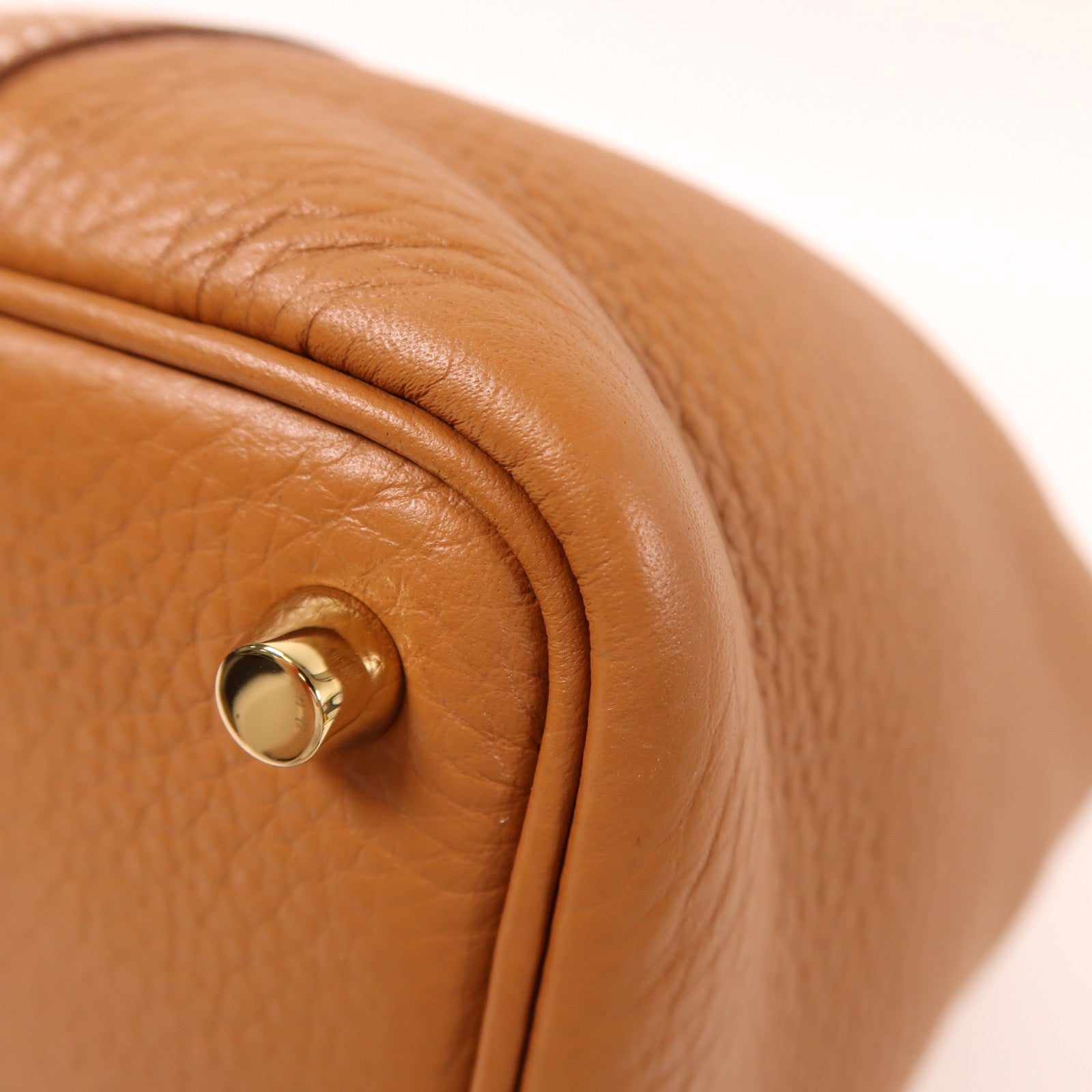 HERMES Clemence皮革Picotin PM金扣手挽袋Gold棕色