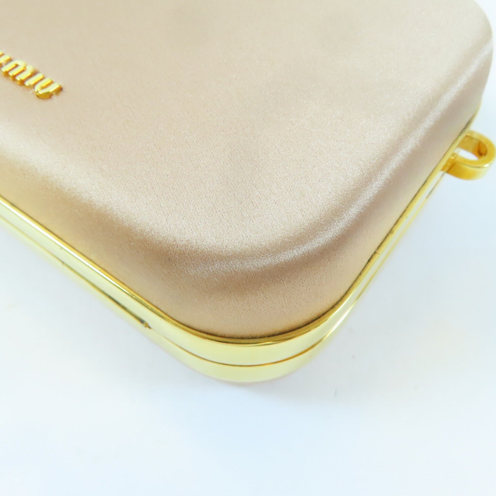 Miu Miu Satin Clutch Box金扣鏈帶肩背袋粉紅色
