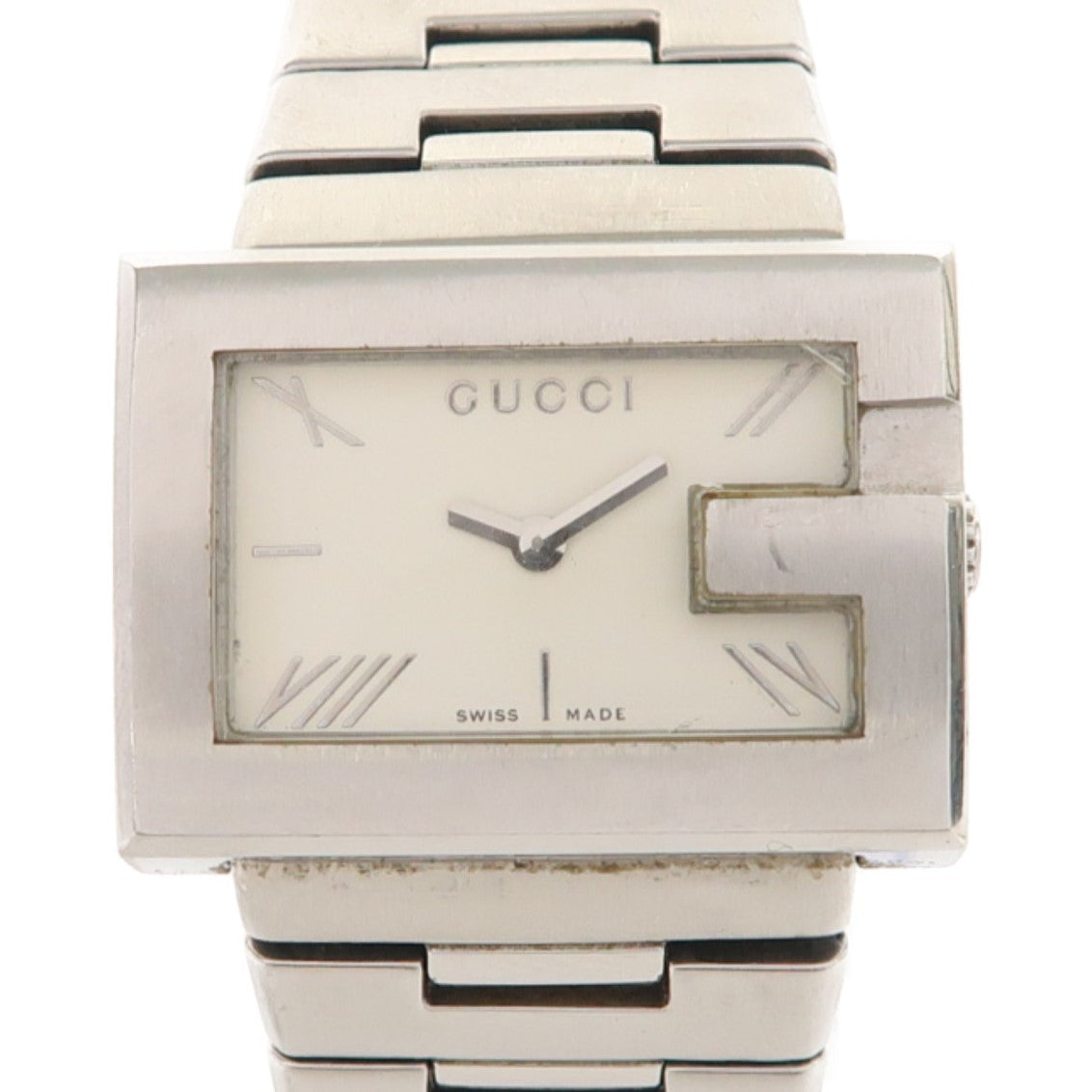 GUCCI G Rectangle不鏽鋼手錶石英機芯米色