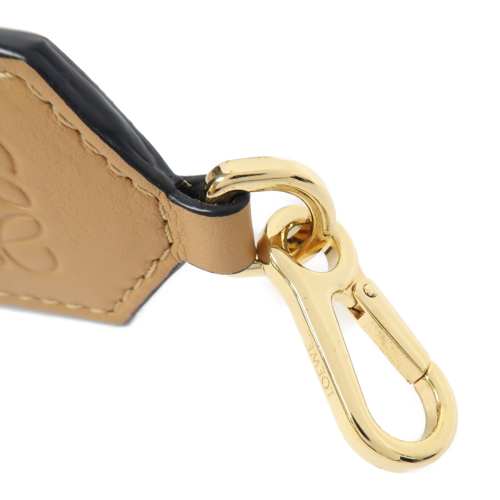 LOEWE 帆布Strap金扣肩背帶米色