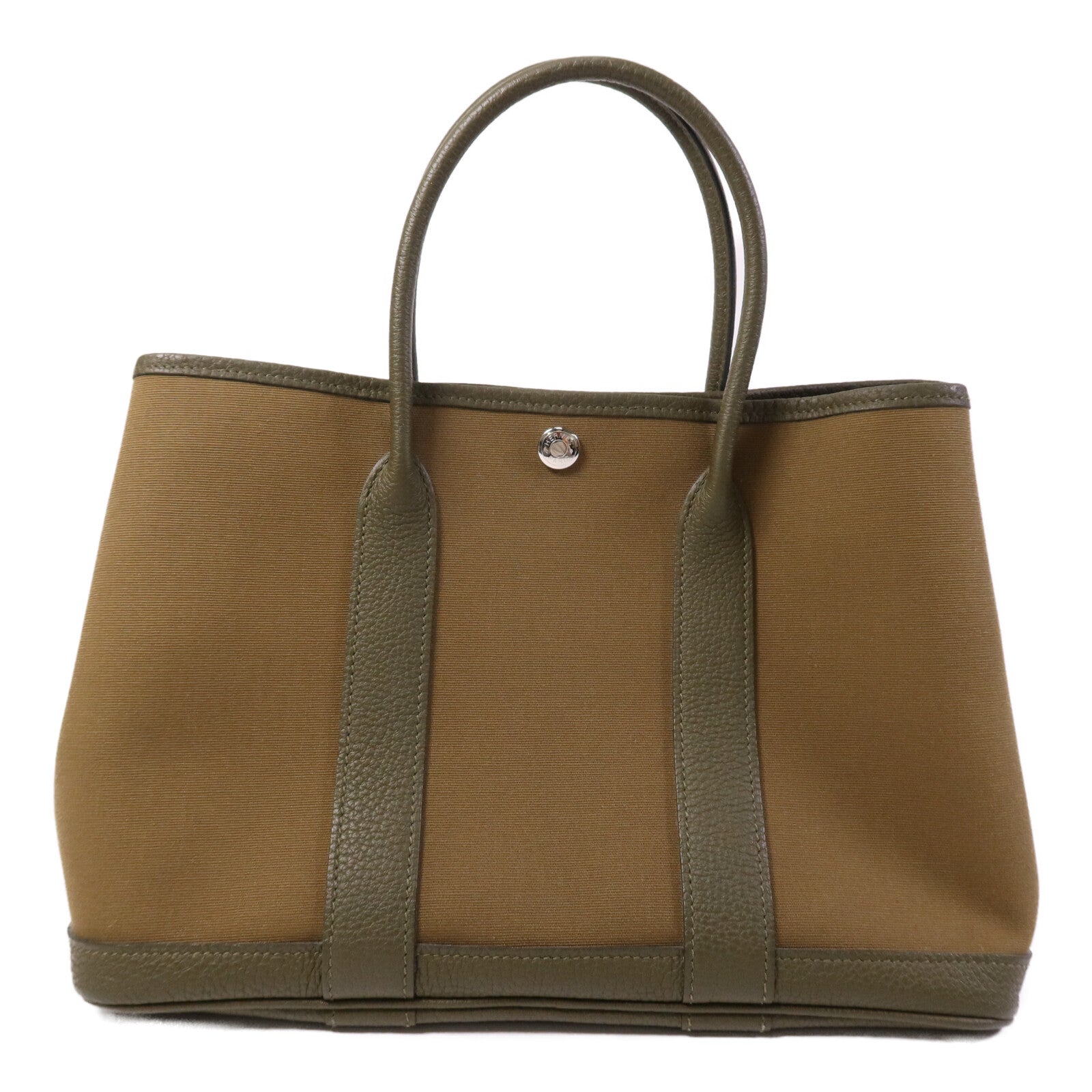 HERMES 帆布Garden Party TPM銀扣手挽袋Canopee