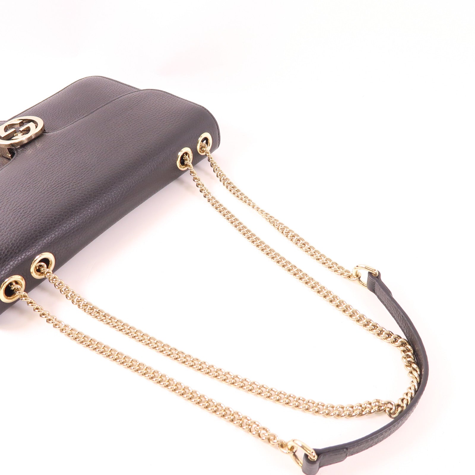 GUCCI 【激減優惠】牛皮皮革Chain Shoulder金扣鏈帶肩背袋