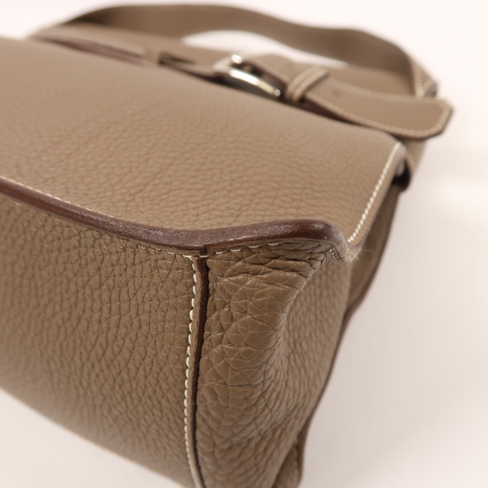 HERMES Togo皮革Etribelt銀扣手挽袋Etoupe