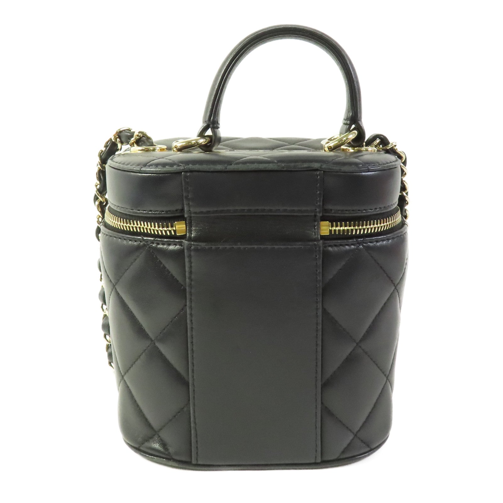CHANEL CC GHW Trendy CC Vanity Case 2 Way Shoulder Bag Lambskin Leather Black