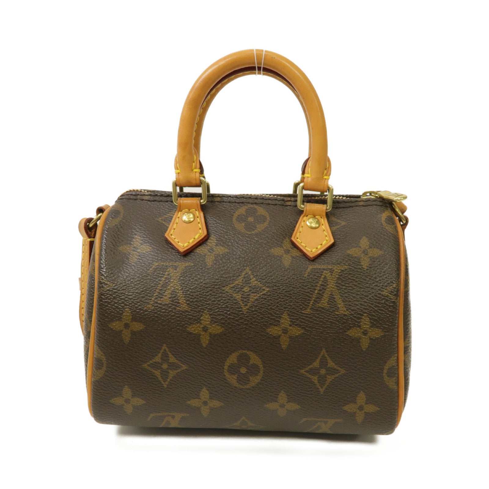 LOUIS VUITTON Monogram Nano Speedy金扣手挽肩背兩用袋啡色