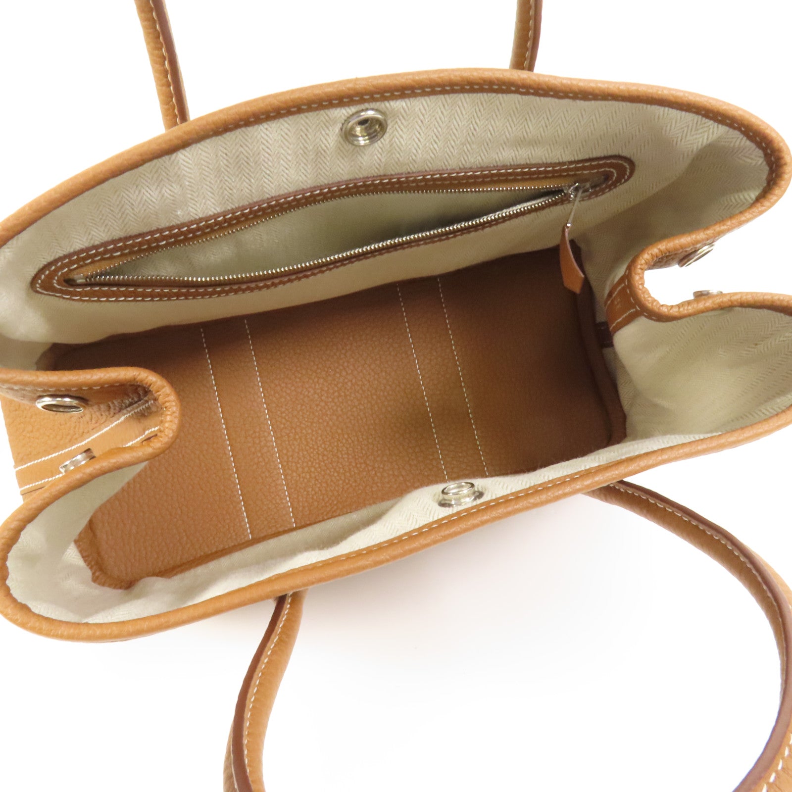 HERMES Negonda皮革Garden Party TPM銀扣手挽袋Havanne