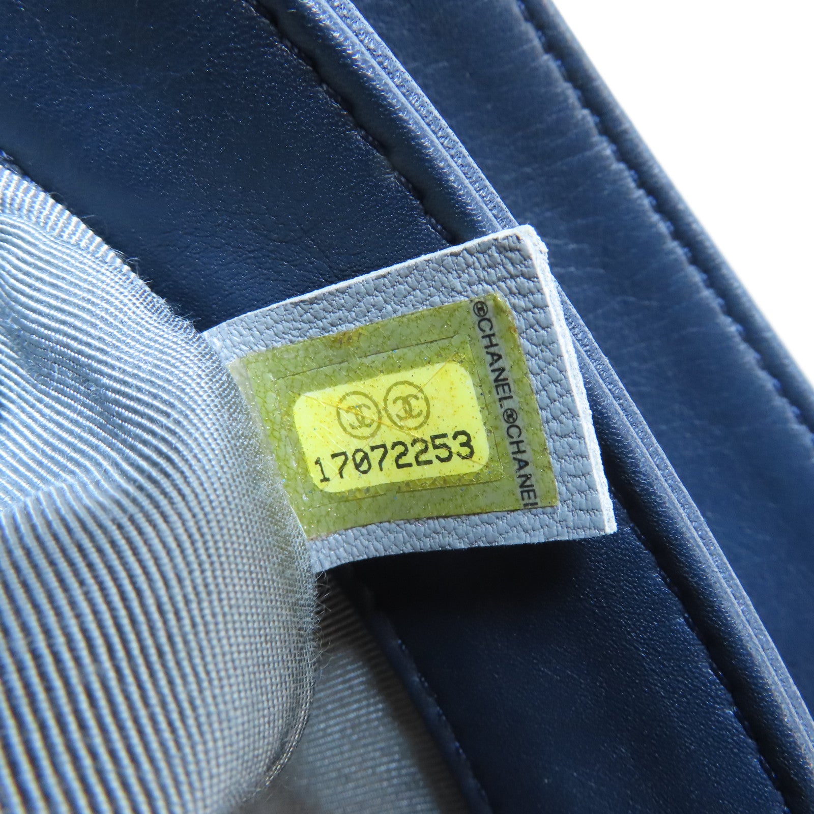 CHANEL 菱格牛皮皮革Chain Shoulder Bag銀扣鏈帶肩背袋深藍色