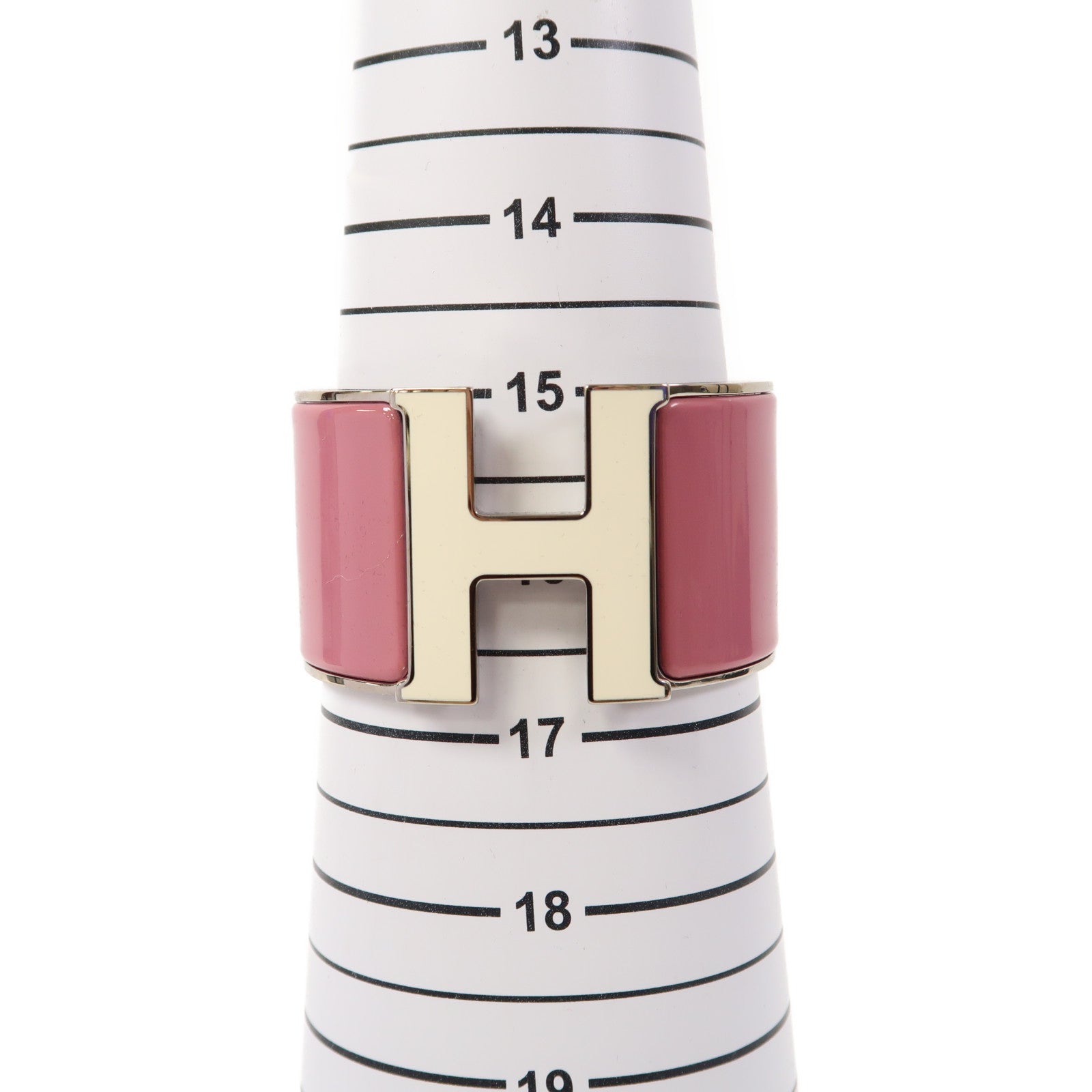 HERMES 金屬Clic Clac H Bangle銀扣手鐲粉紅色