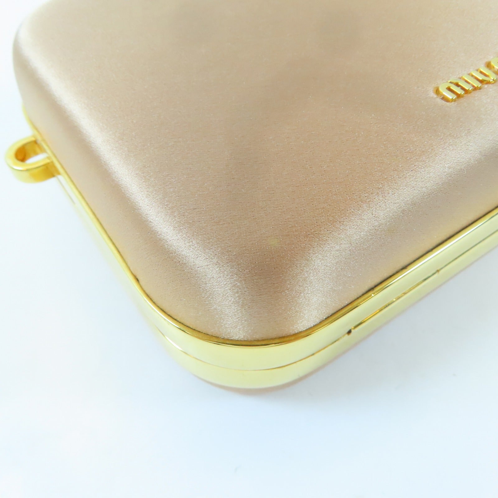 Miu Miu Satin Clutch Box金扣鏈帶肩背袋粉紅色