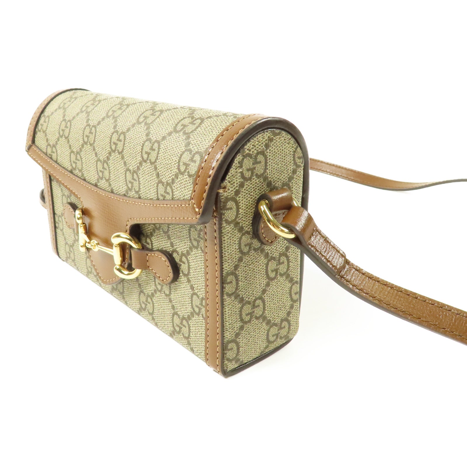 GUCCI 塗層帆布Horsebit 1955 Mini金扣肩背袋