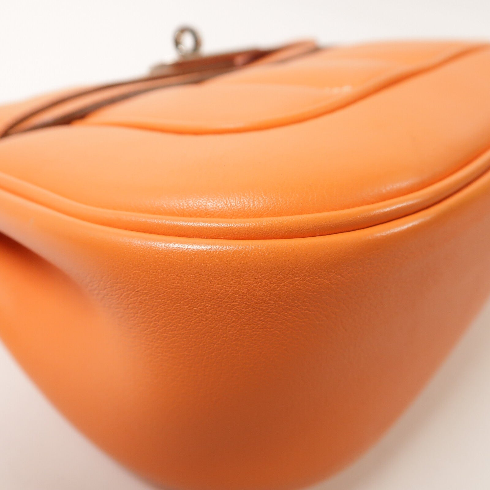 HERMES Swift皮革Mini Berline銀扣肩背袋Feu