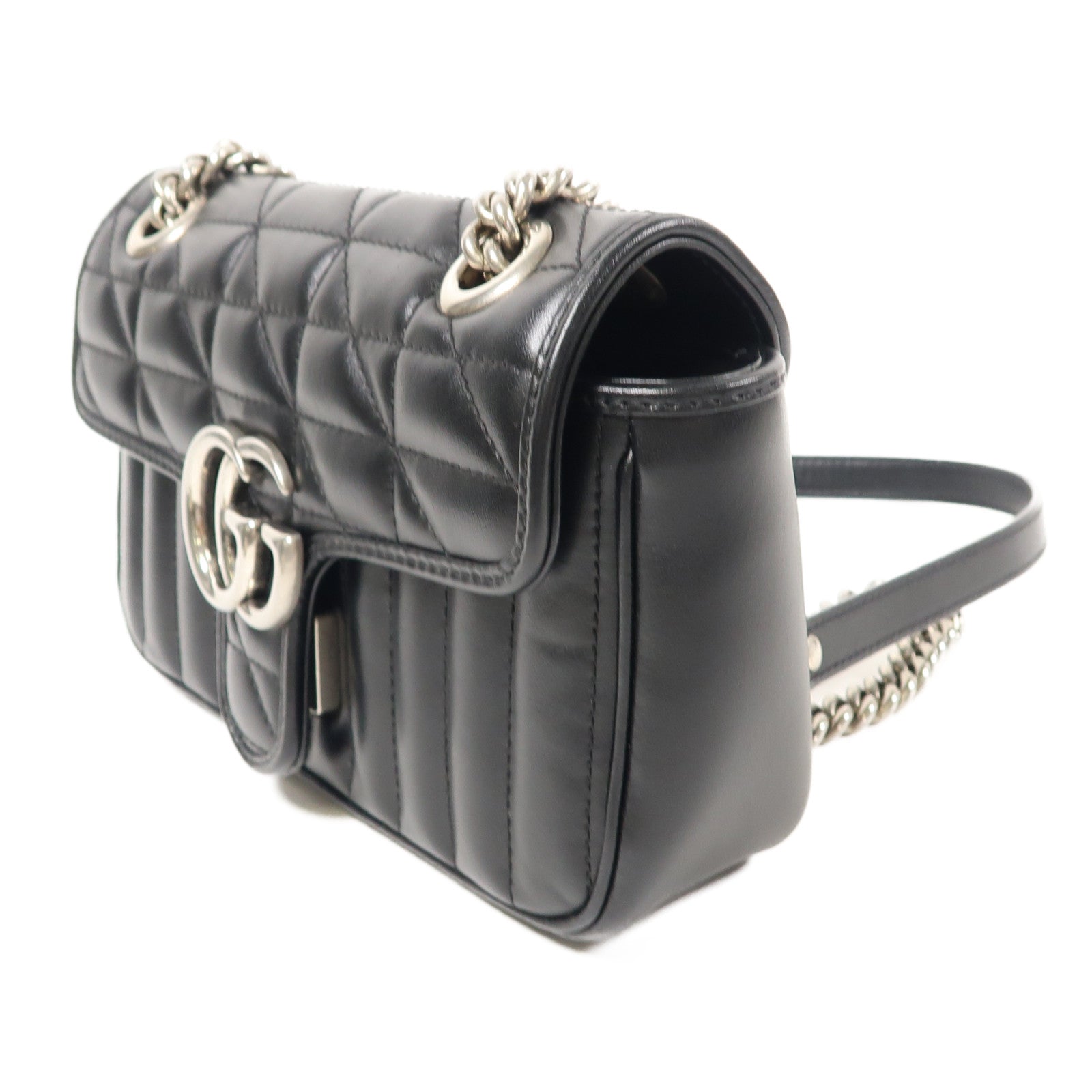 GUCCI 牛皮皮革GG Marmont Mini Shoulder銀扣肩背袋