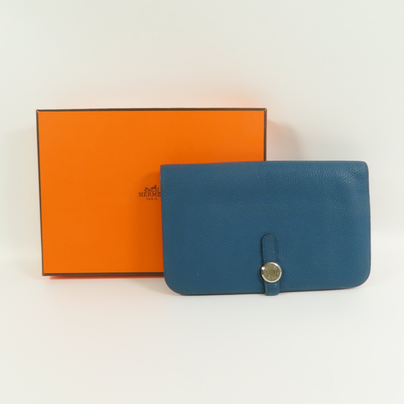HERMES 【激減優惠】Clemence皮革Dogon Wallet銀扣長錢包Colvert