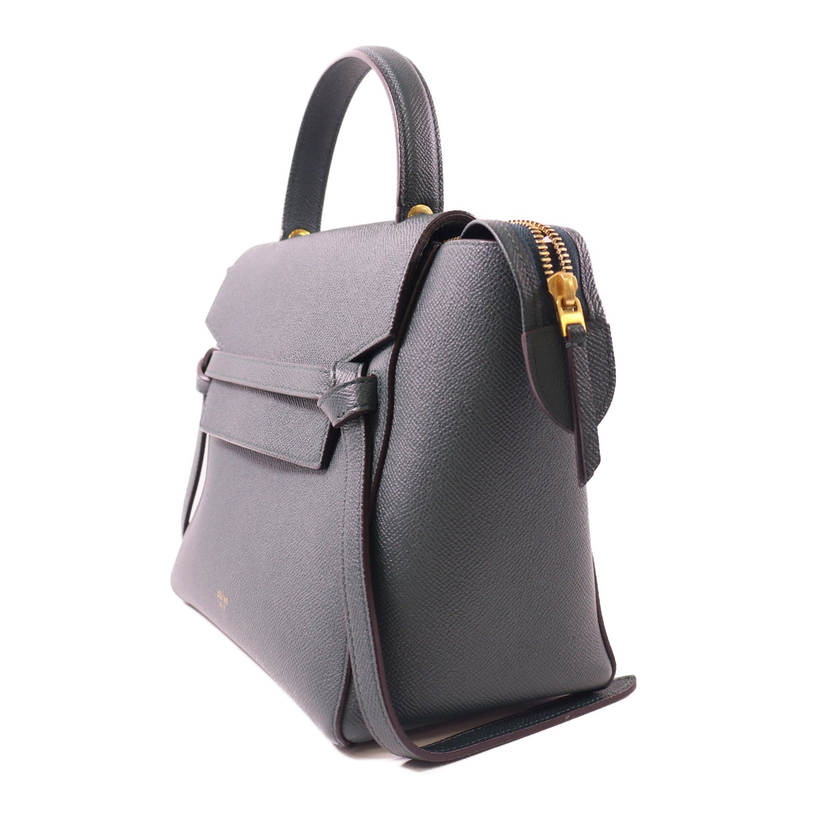 CELINE 牛皮皮革Belt Bag金扣手挽肩背兩用袋綠色