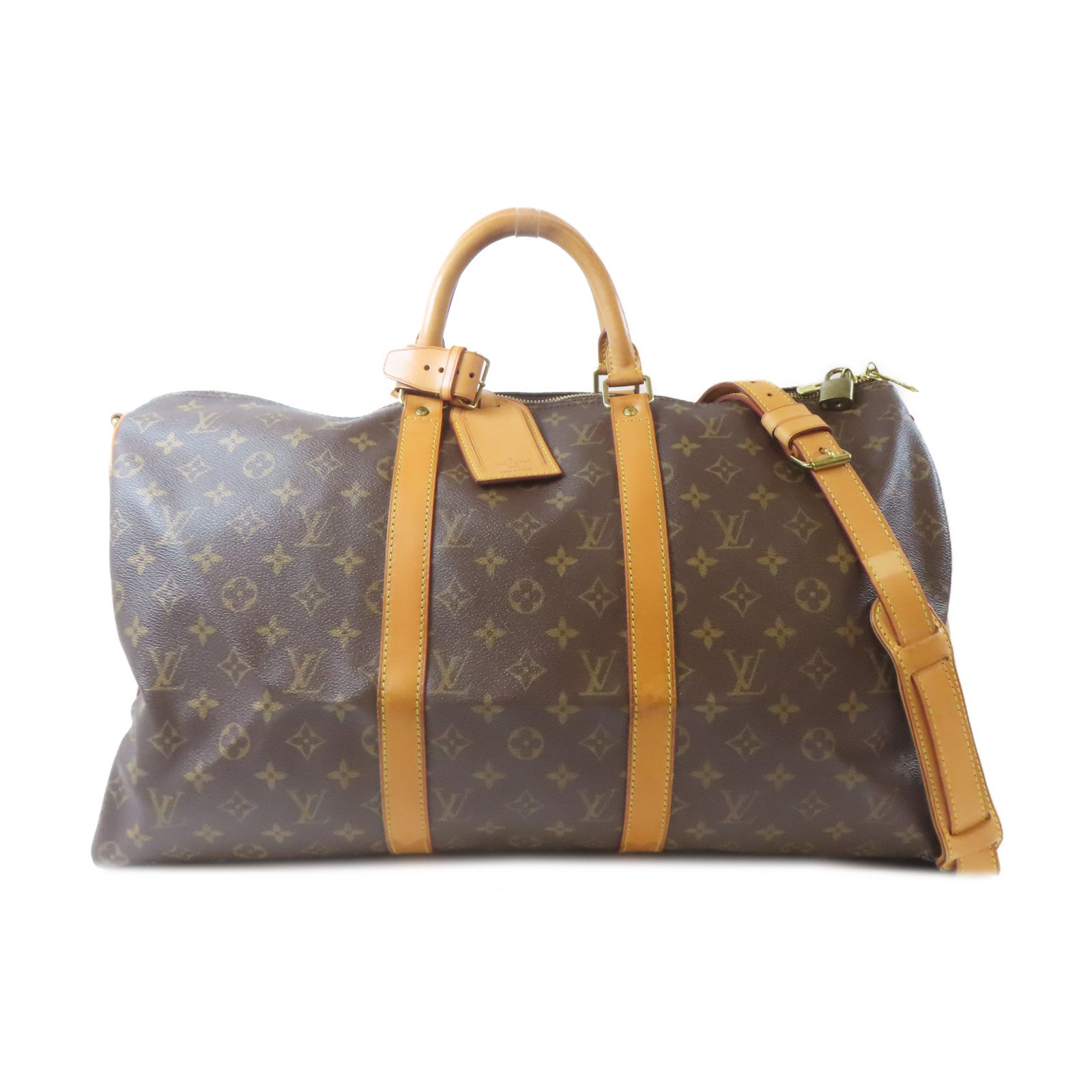 LOUIS VUITTON Monogram Keepall Bandouliere 50金扣手挽肩背兩用袋啡色