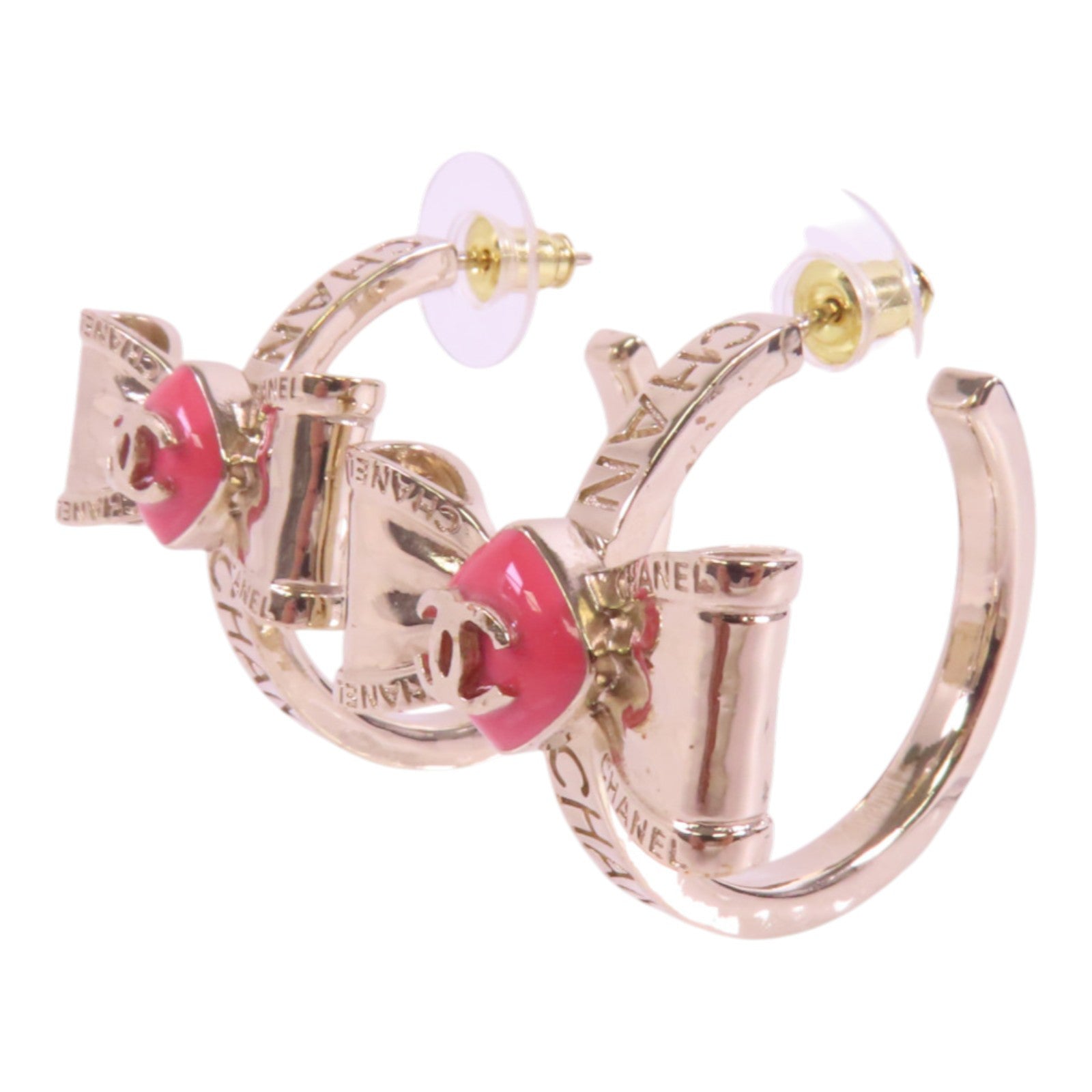 CHANEL 金屬/PVC Earrings金扣耳環