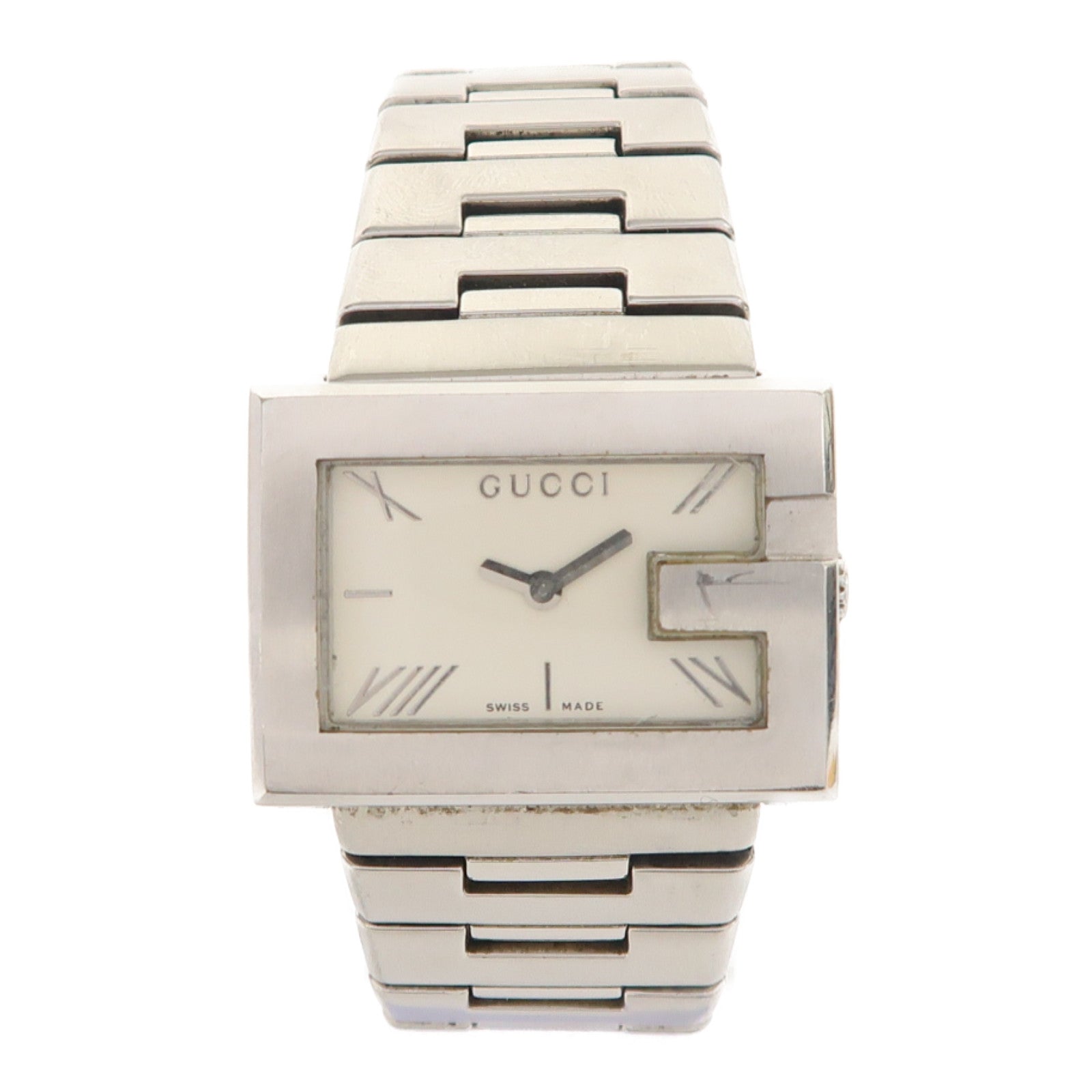 GUCCI G Rectangle不鏽鋼手錶石英機芯米色