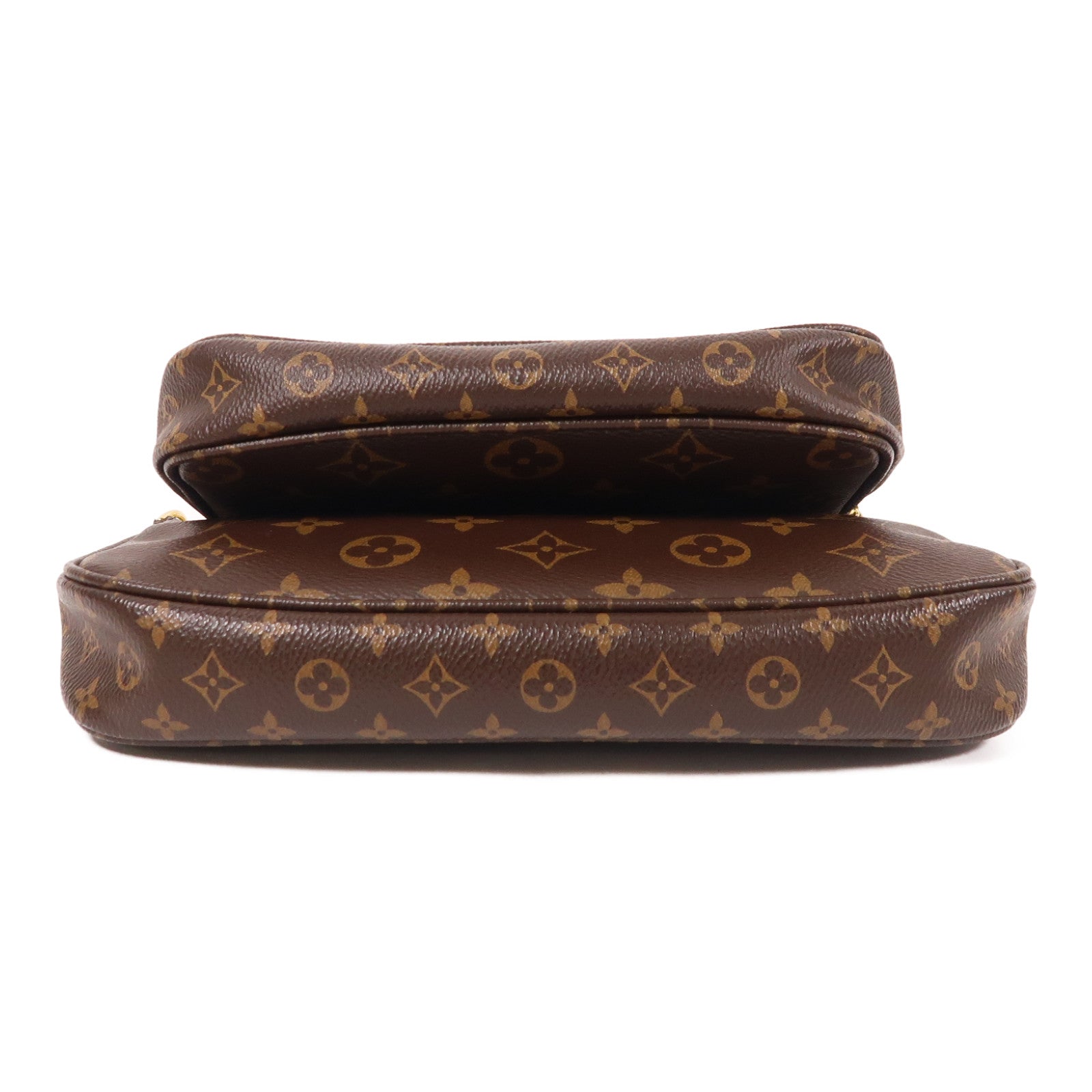 LOUIS VUITTON Monogram Multi Pochette Accessoires金扣肩背袋棕色