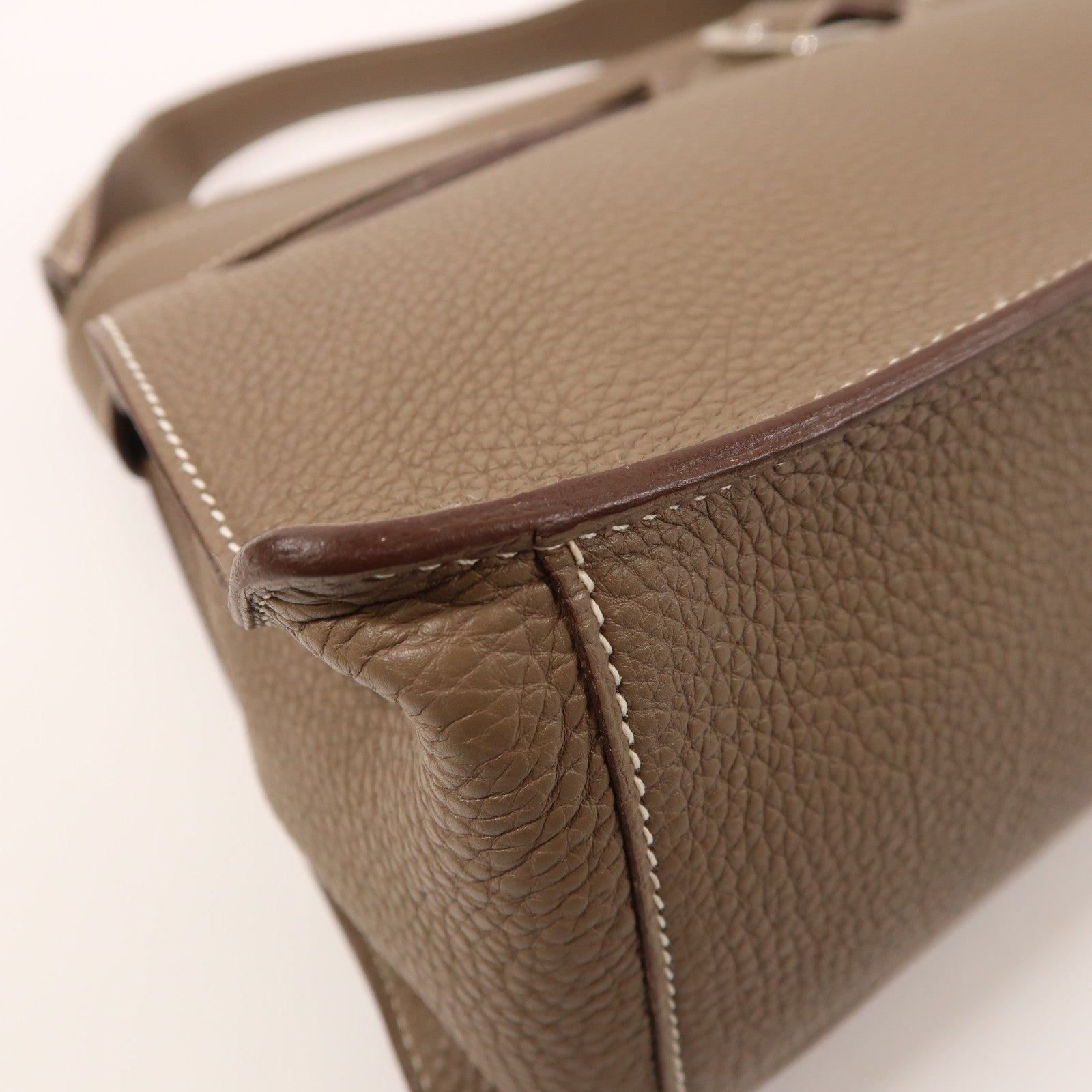 HERMES Togo皮革Etribelt銀扣手挽袋Etoupe