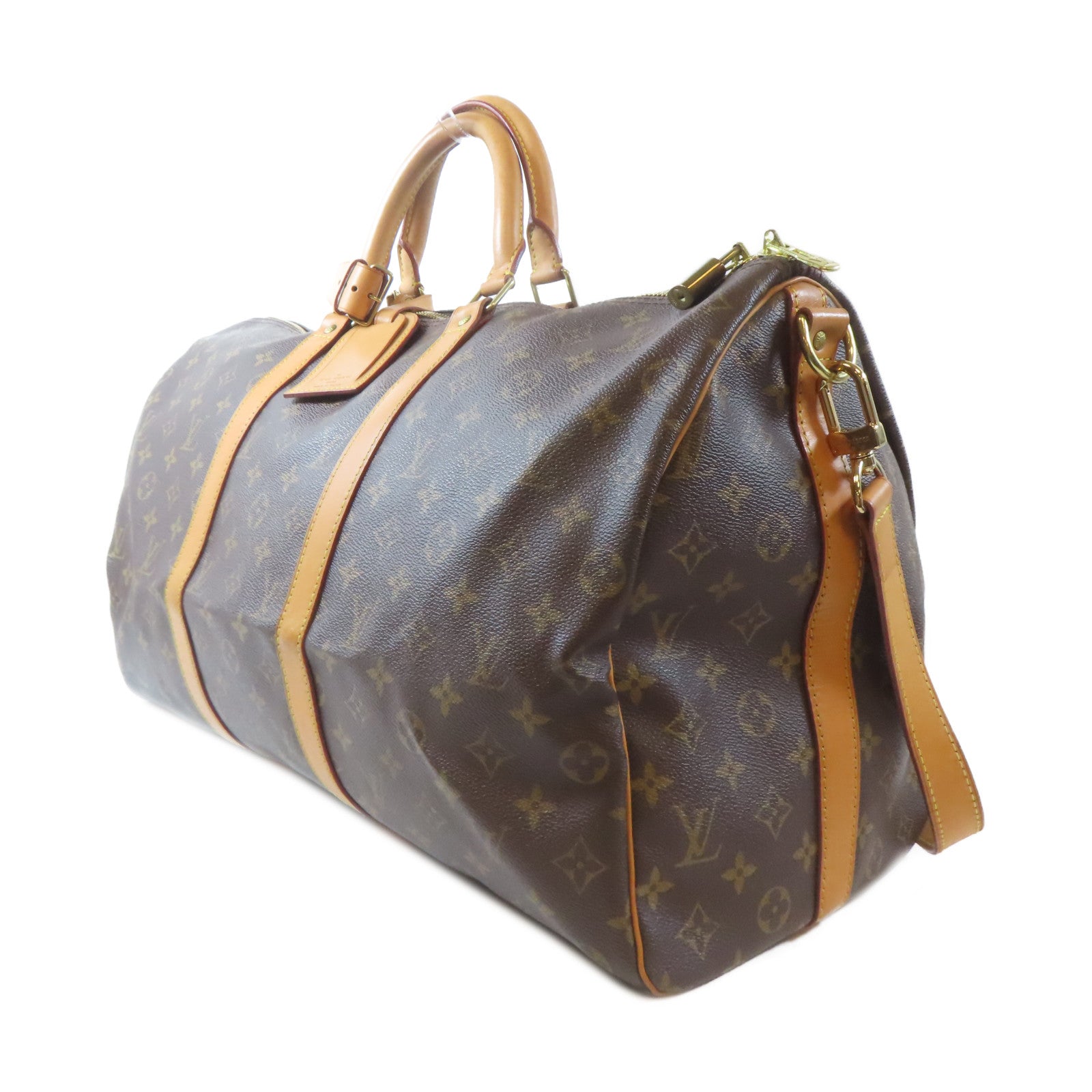 LOUIS VUITTON Monogram Keepall Bandouliere 50金扣手挽肩背兩用袋啡色