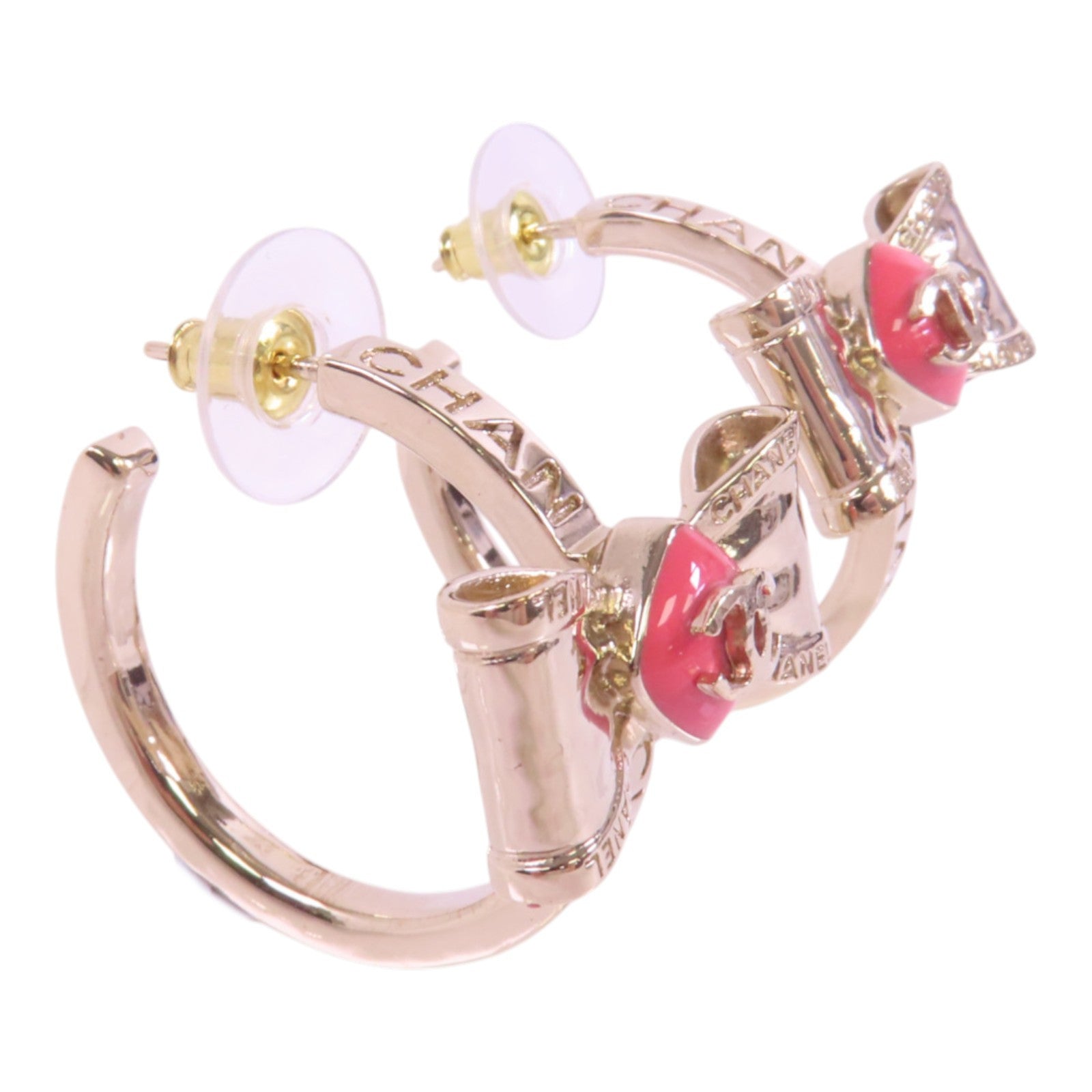CHANEL 金屬/PVC Earrings金扣耳環