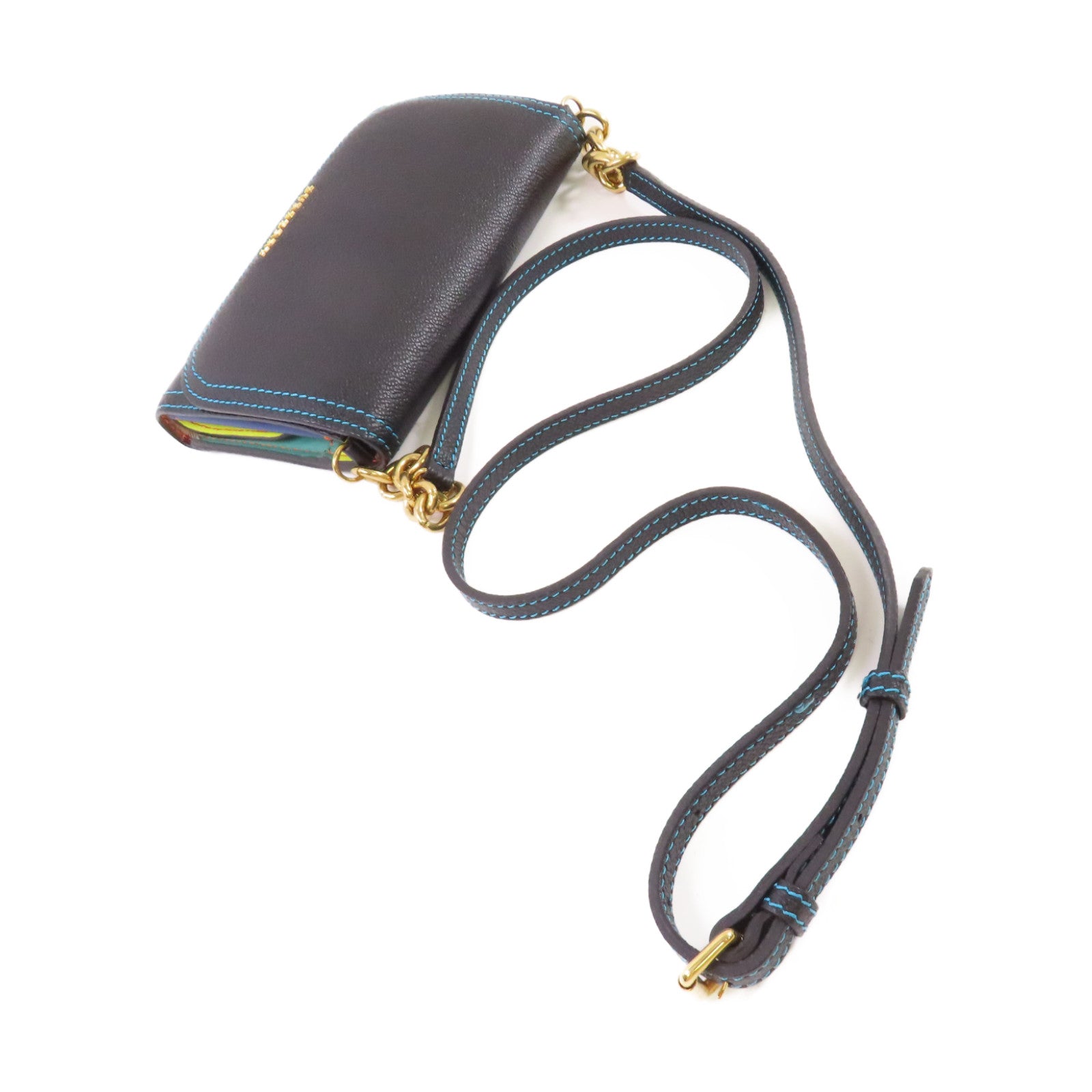BURBERRY 牛皮皮革Wallet On Chain Shoulder Bag金扣肩背袋黑色