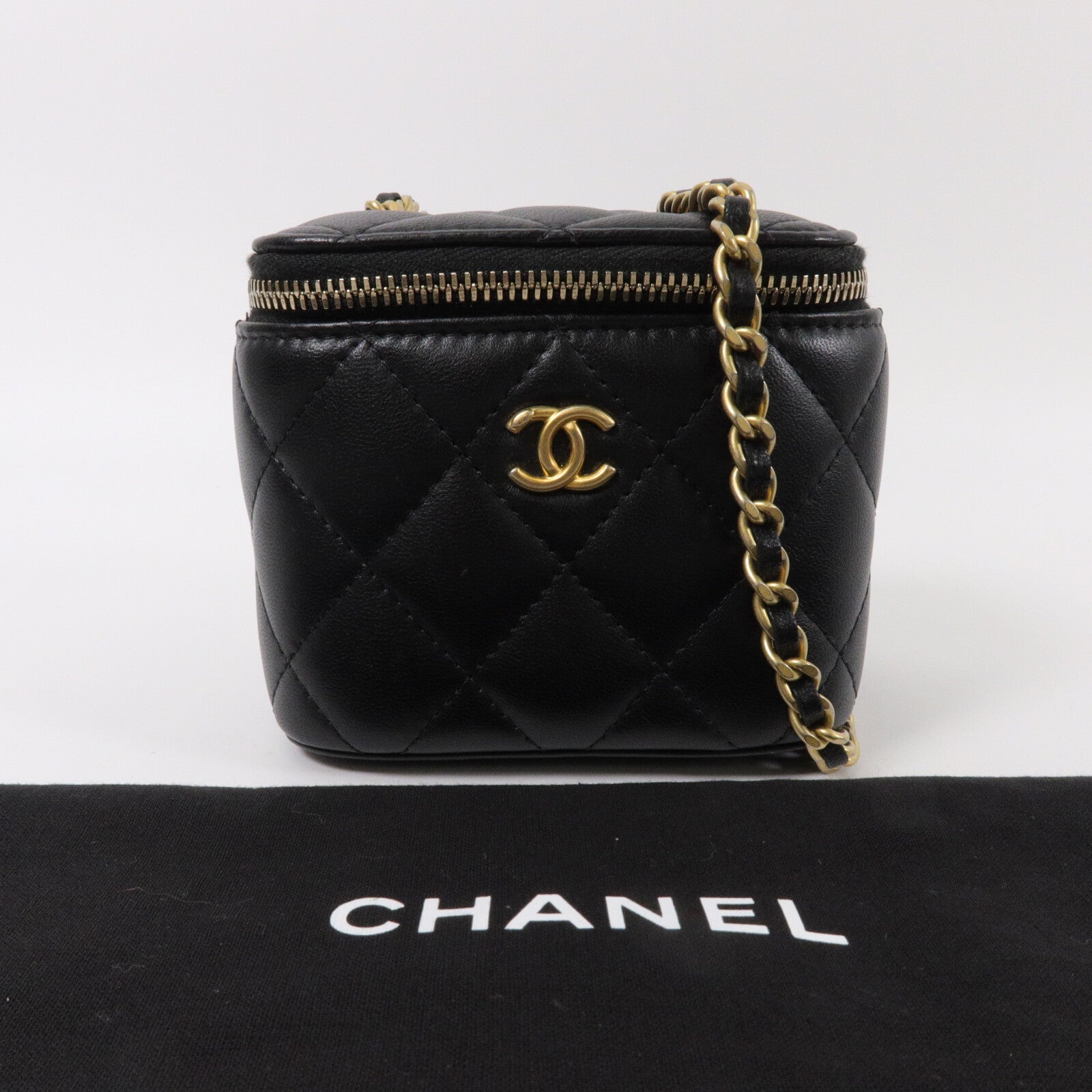 CHANEL 羊皮皮革Mini Vanity Case With Gold Ball鏈帶肩背袋