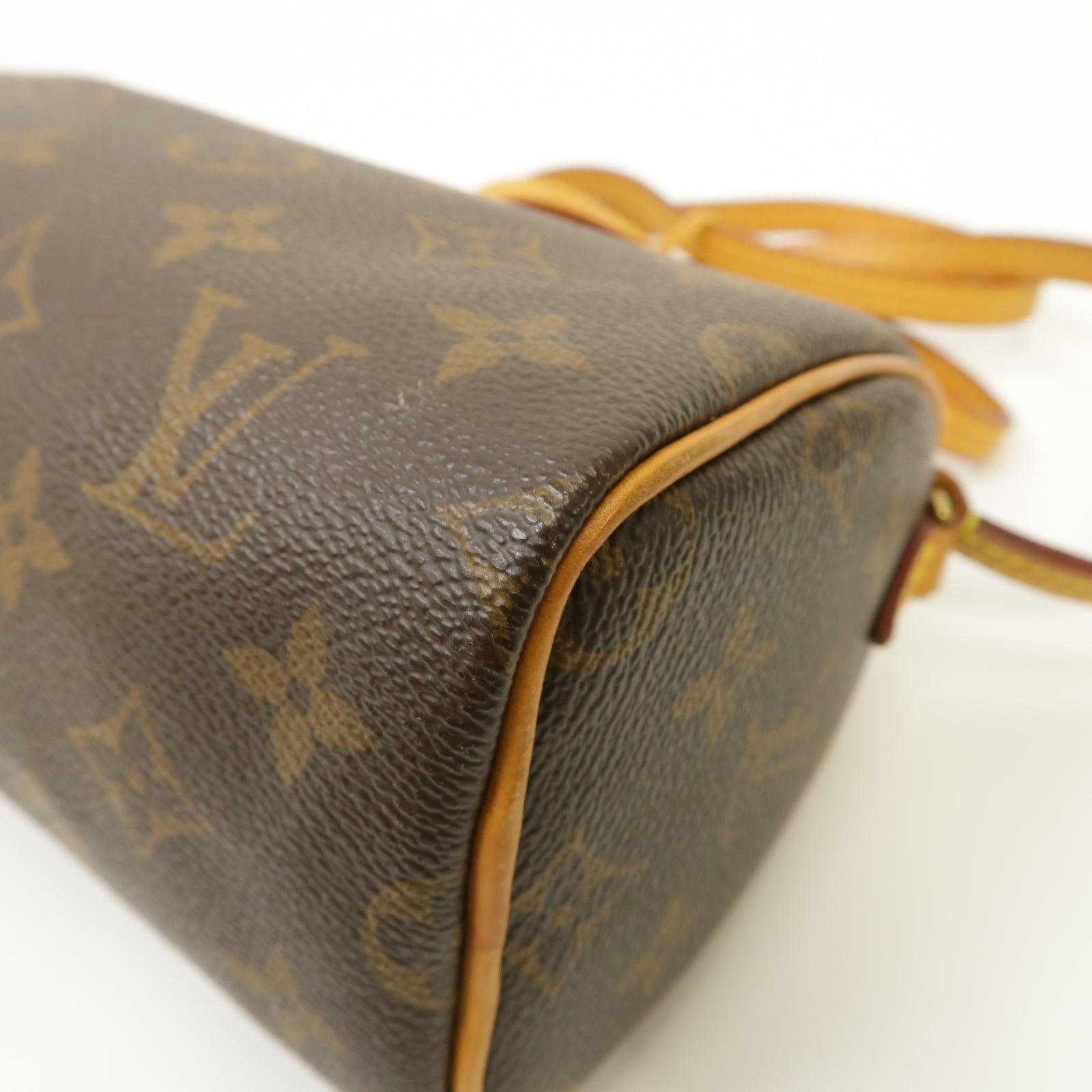 LOUIS VUITTON Monogram Nano Speedy金扣手挽肩背兩用袋啡色