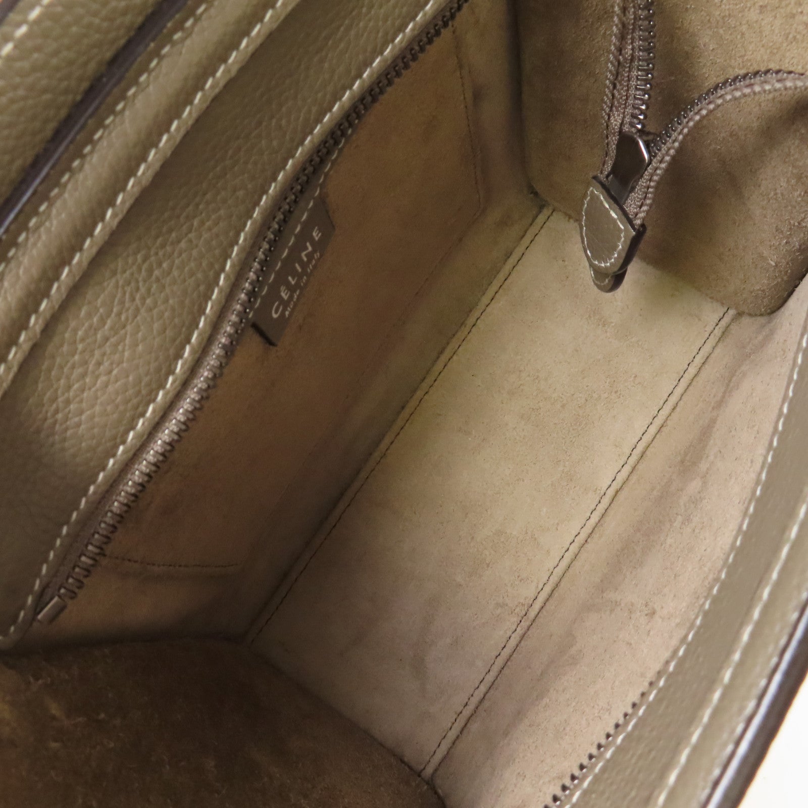 CELINE 【激減優惠】牛皮皮革Nano Luggage Shoulder Bag銀扣手挽肩背兩用袋灰色