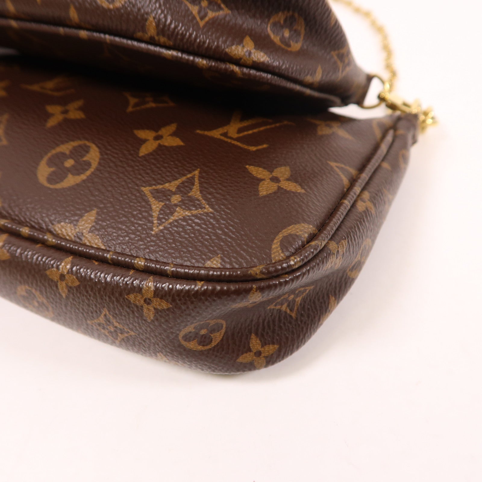 LOUIS VUITTON Monogram Multi Pochette Accessoires金扣肩背袋棕色