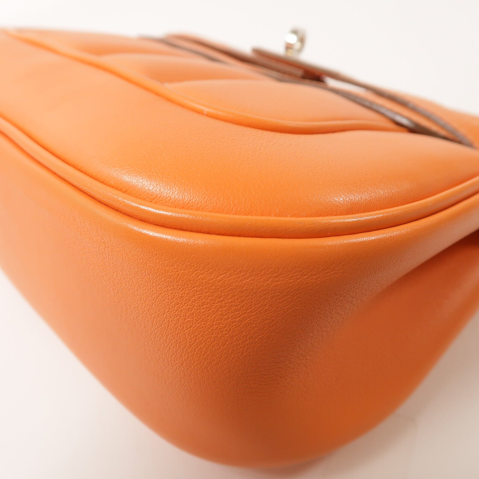 HERMES Swift皮革Mini Berline銀扣肩背袋Feu
