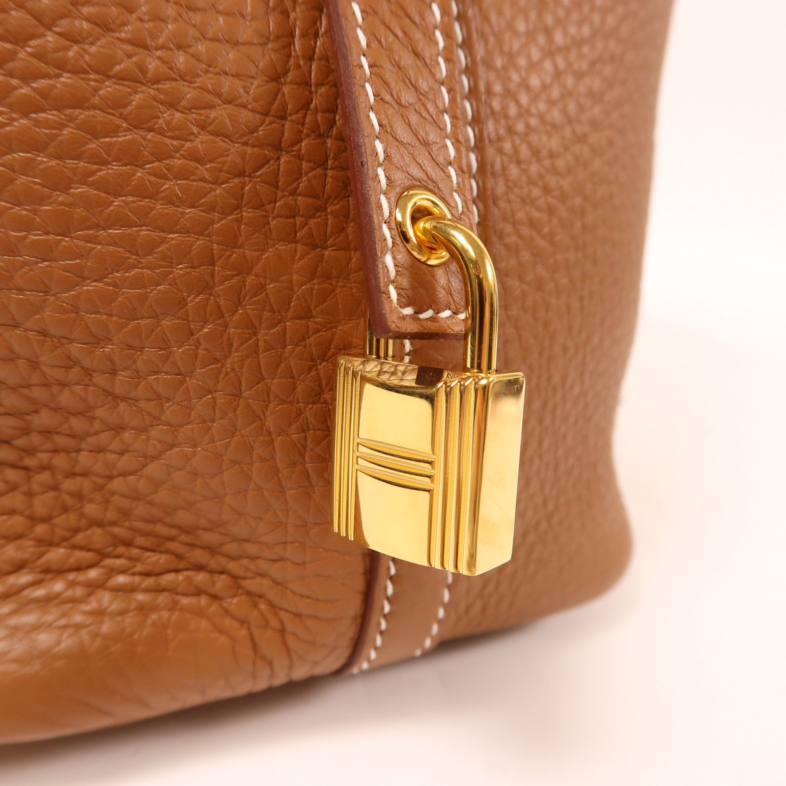 HERMES Clemence皮革Picotin PM金扣手挽袋Gold棕色