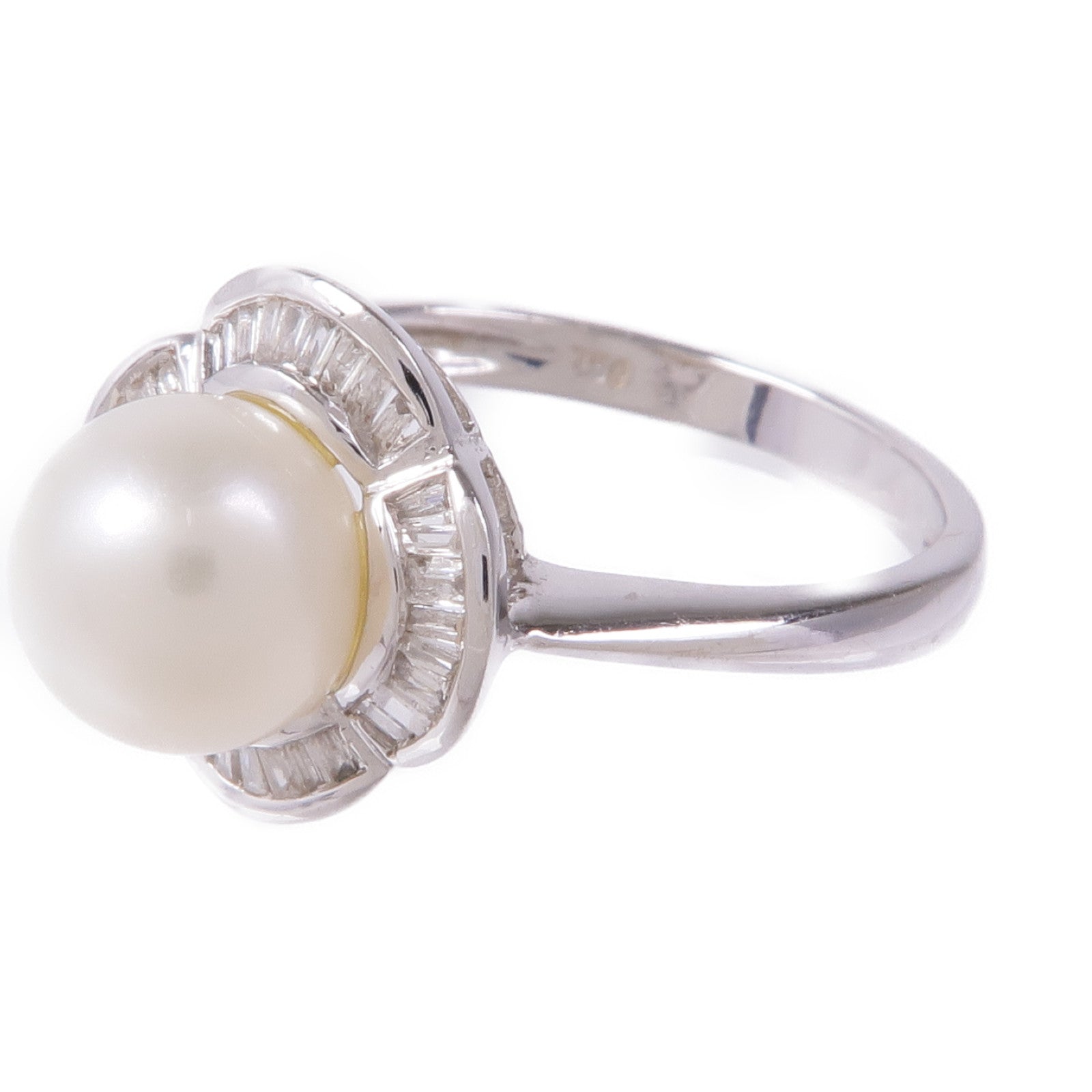 JEWELRY 【激減優惠】18K白金Pearl/Diamond Ring珍珠/鑽石戒指US#6.5
