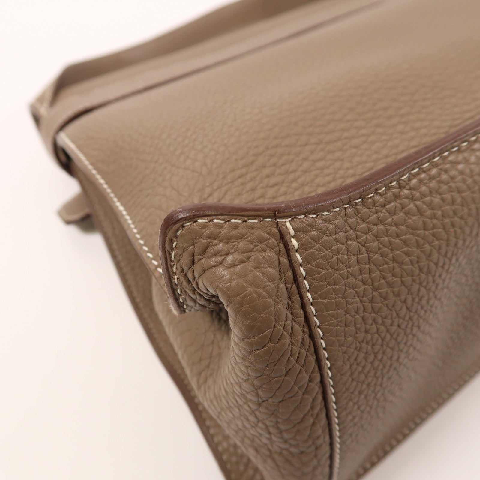 HERMES Togo皮革Etribelt銀扣手挽袋Etoupe