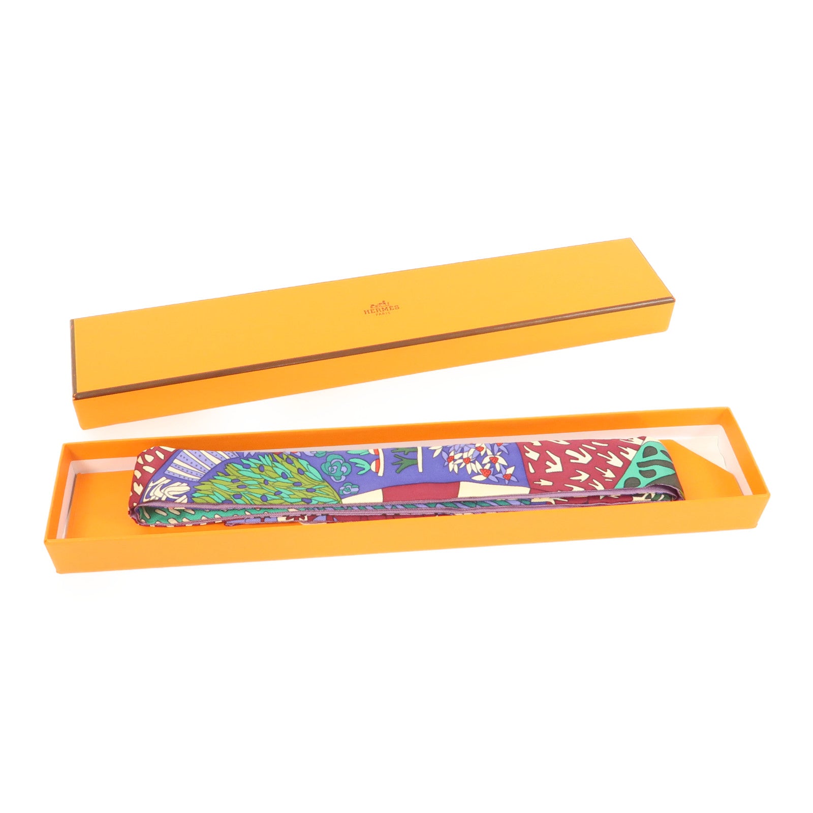 HERMES 絲質Twillon絲巾綠色/藍色/紫色