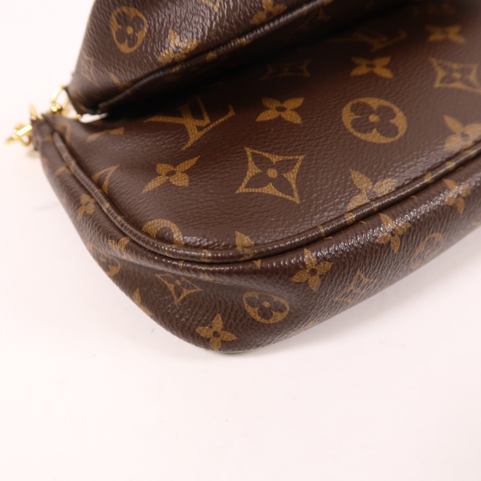 LOUIS VUITTON Monogram Multi Pochette Accessoires金扣肩背袋棕色