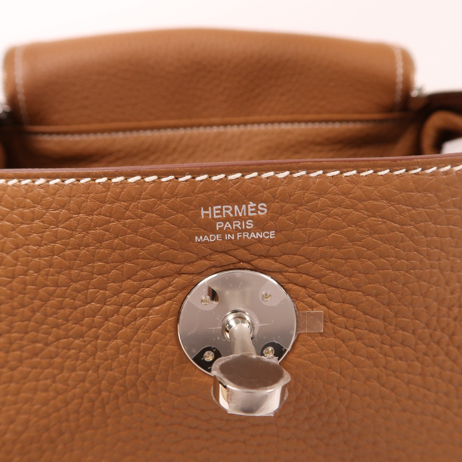 HERMES Clemence皮革Lindy 26銀扣手挽肩背兩用袋金色