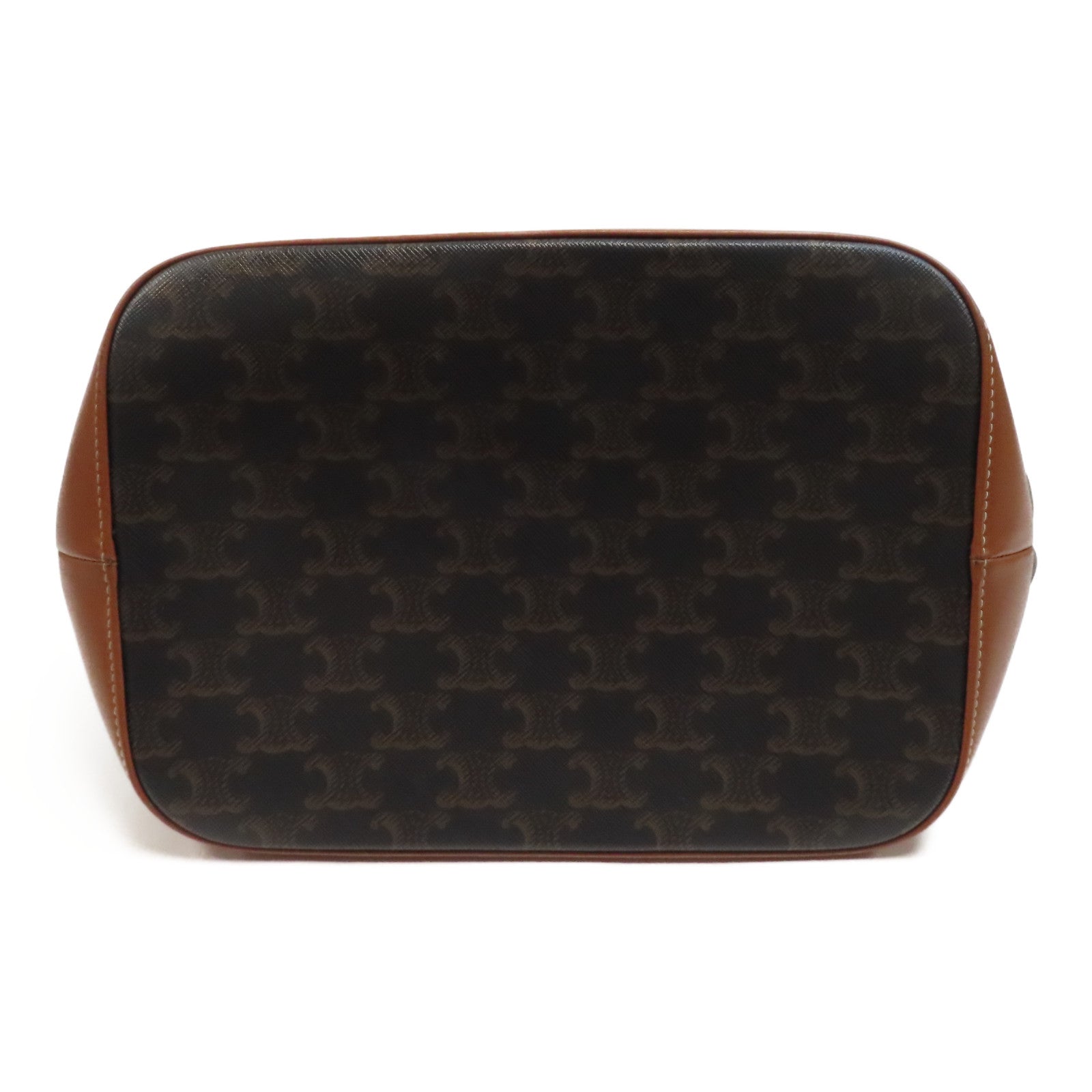 CELINE 塗層帆布Medium Triomphe Bucket金扣肩背袋啡色