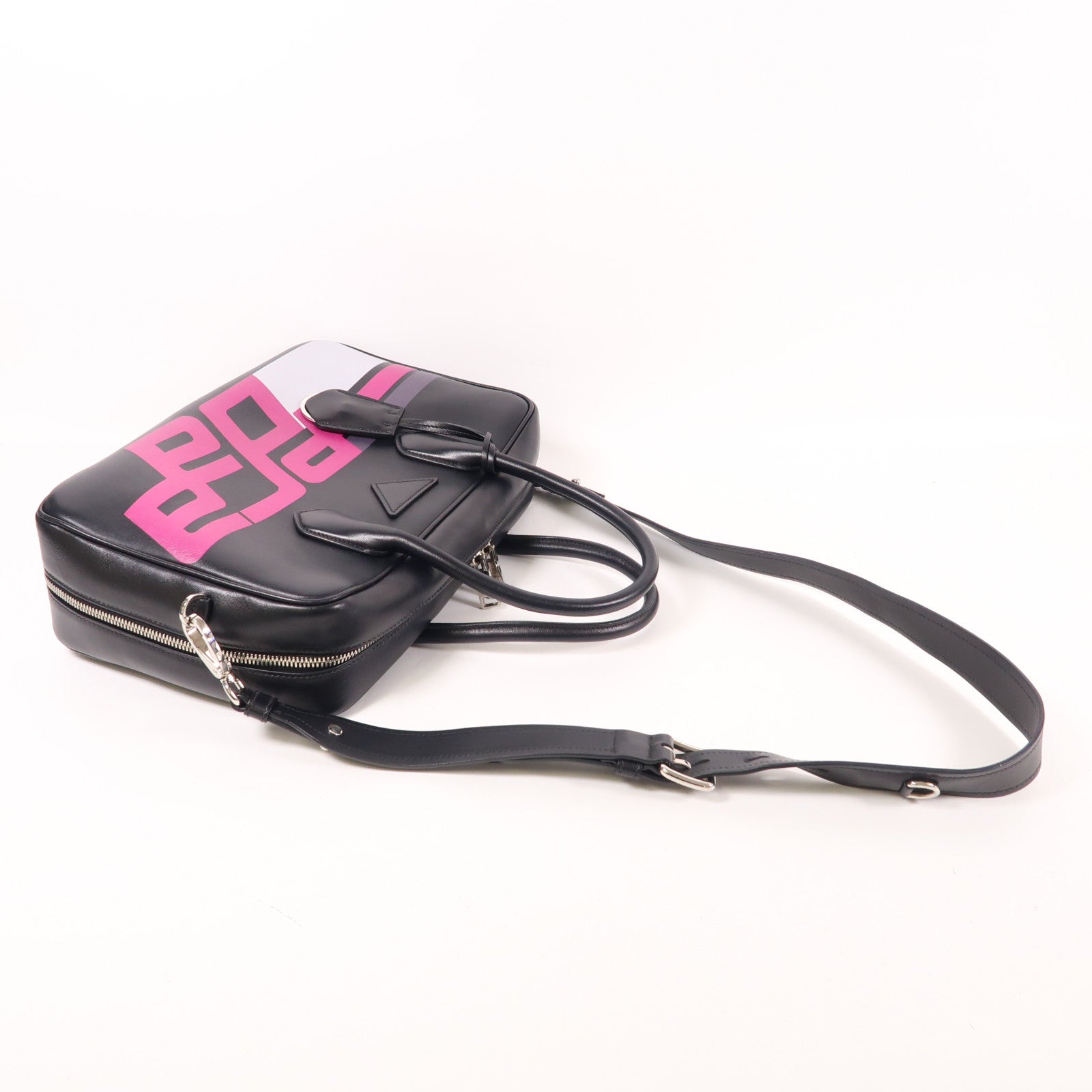 PRADA SHW 2 Way Shoulder Bag 1BB045 Calfskin Leather Black