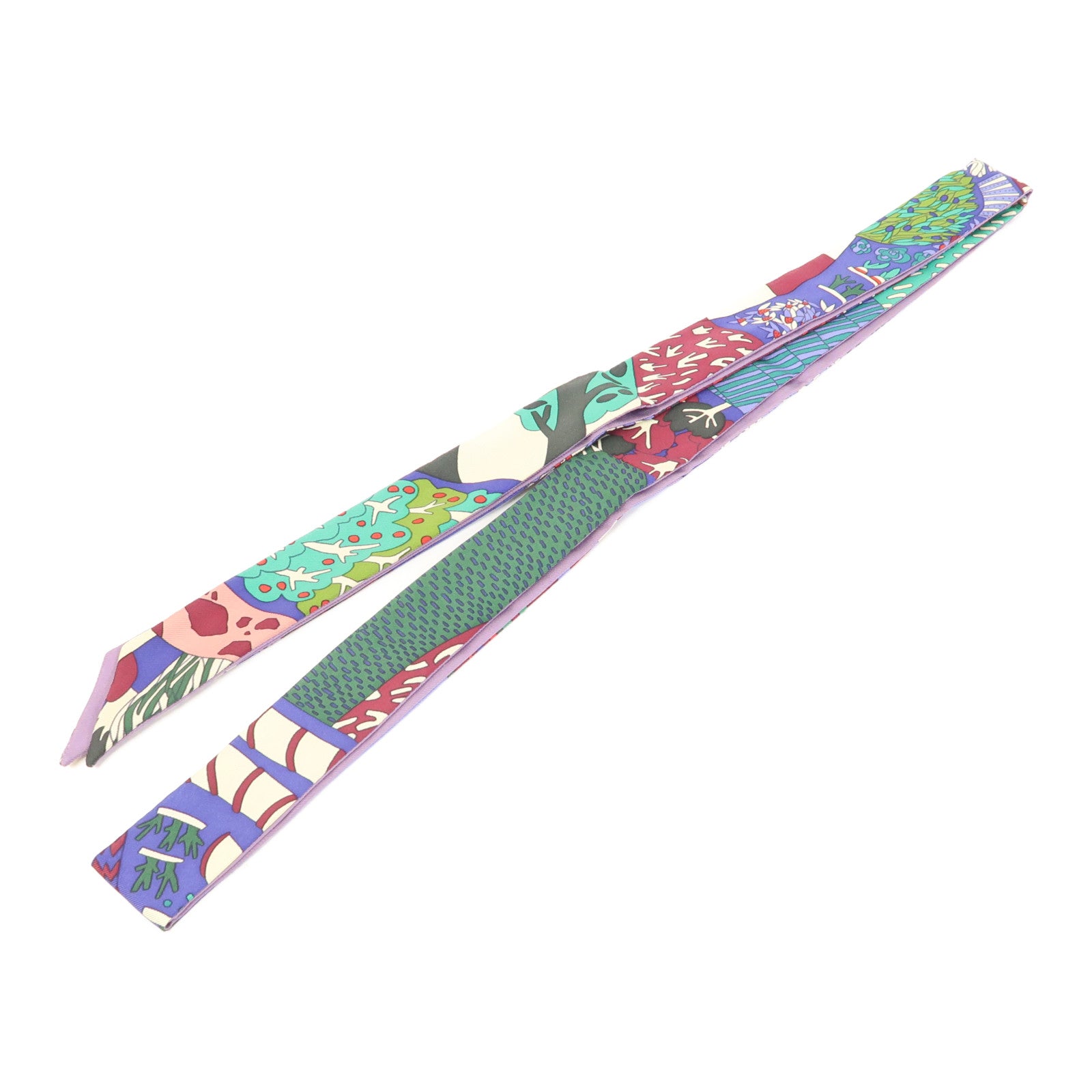 HERMES 絲質Twillon絲巾綠色/藍色/紫色