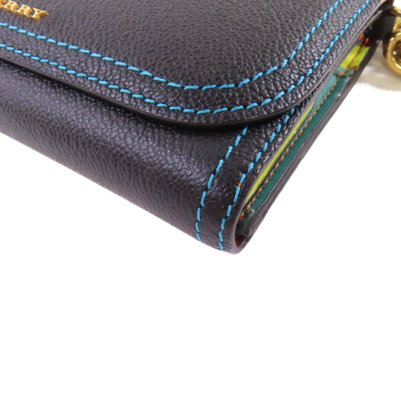 BURBERRY 牛皮皮革Wallet On Chain Shoulder Bag金扣肩背袋黑色