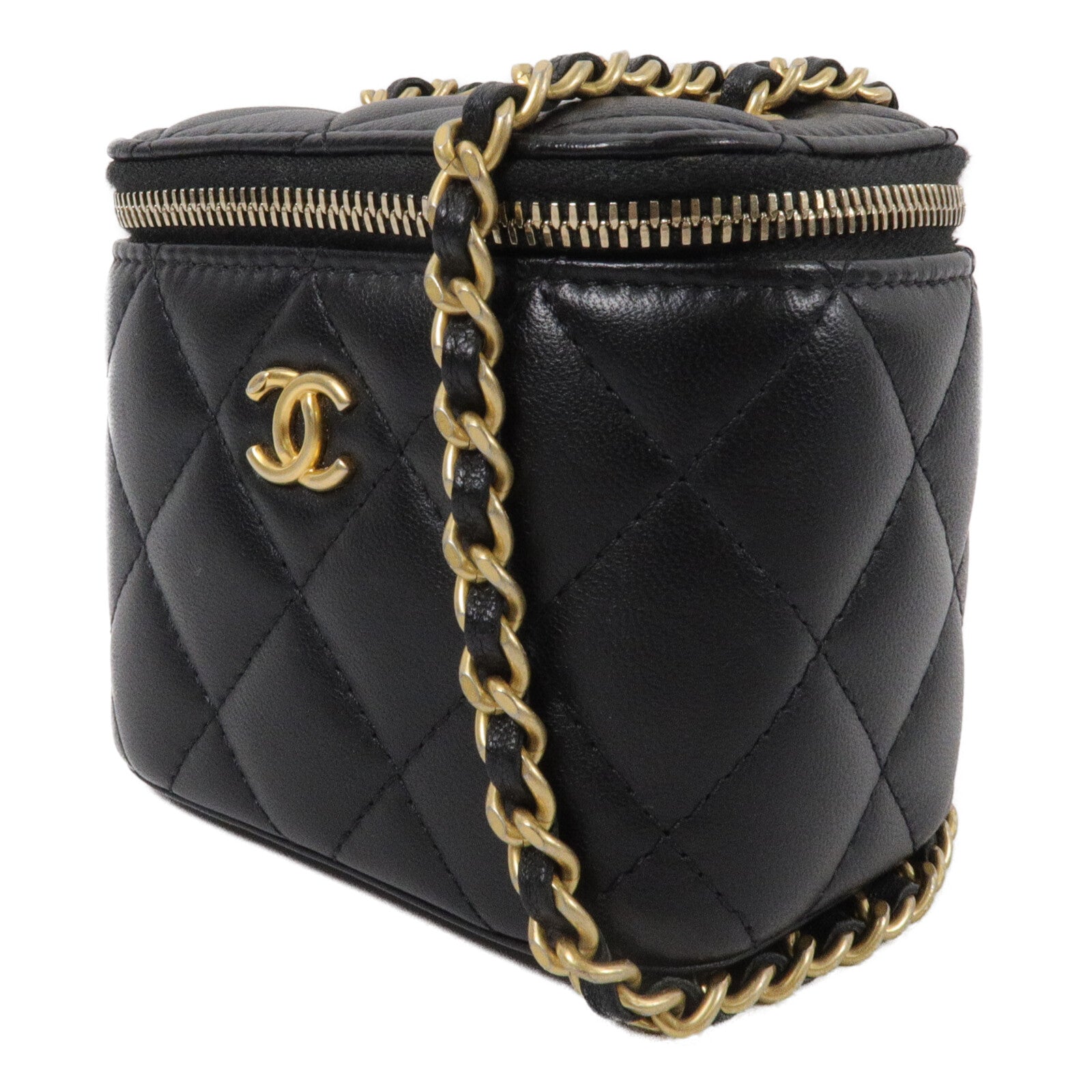 CHANEL 羊皮皮革Mini Vanity Case With Gold Ball鏈帶肩背袋