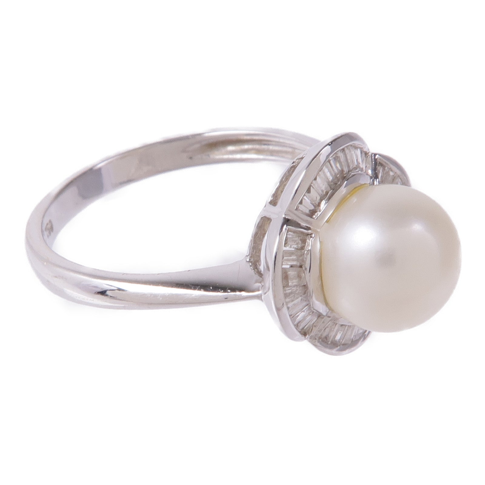 JEWELRY 【激減優惠】18K白金Pearl/Diamond Ring珍珠/鑽石戒指US#6.5