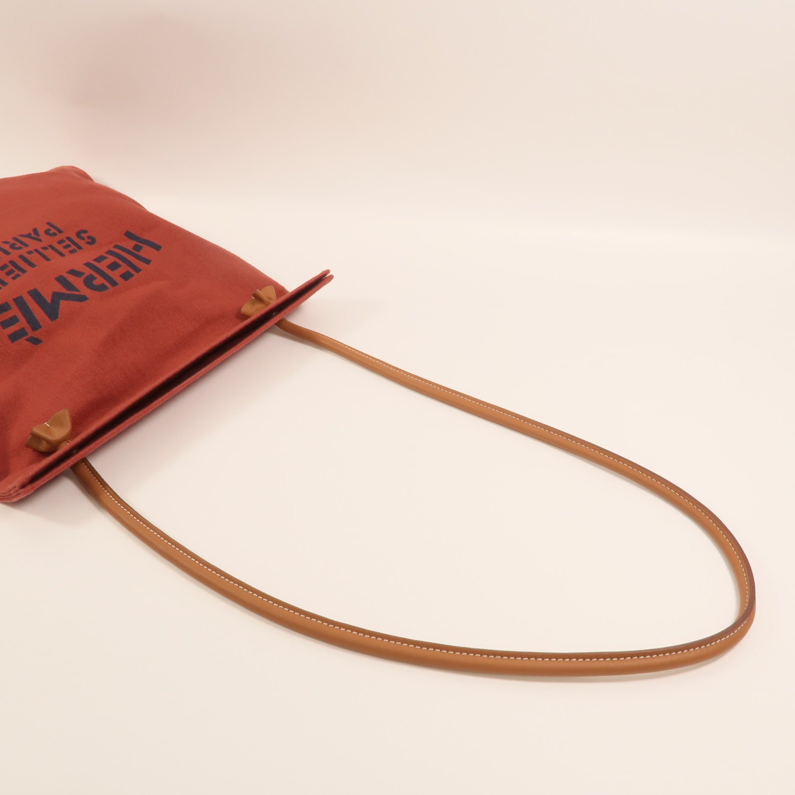 HERMES 帆布/Swift皮革Aline銀扣肩背袋Rouge H