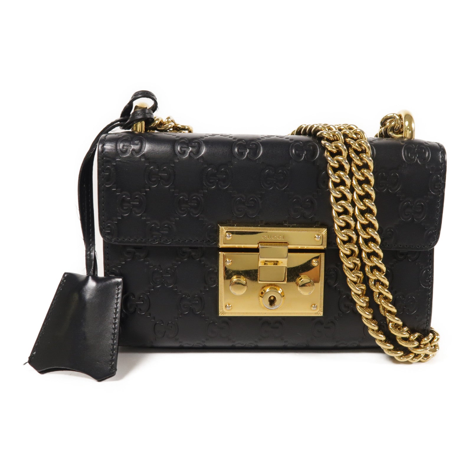 GUCCI 牛皮皮革Shoulder Bag金扣鏈帶肩背袋