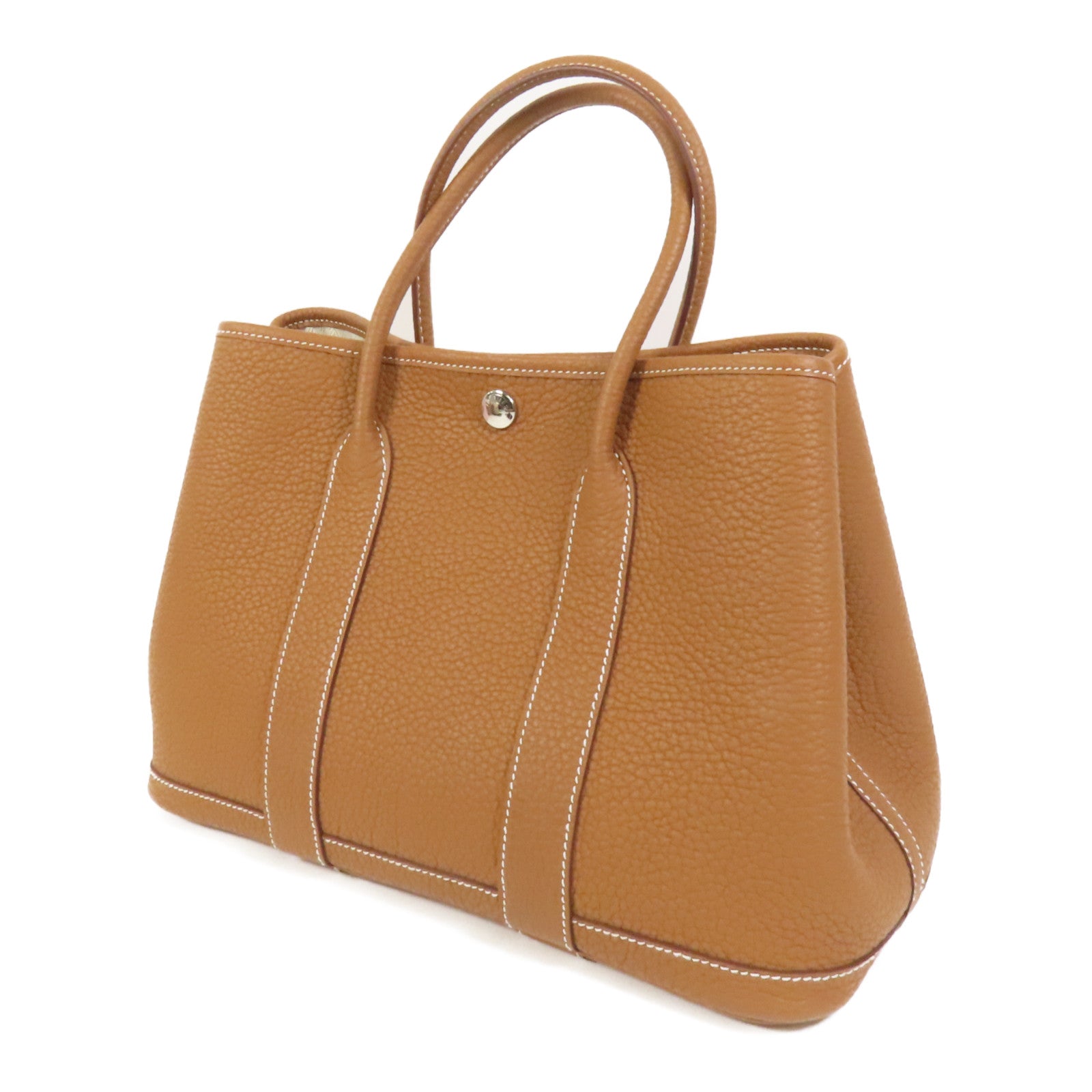 HERMES Negonda皮革Garden Party TPM銀扣手挽袋Havanne
